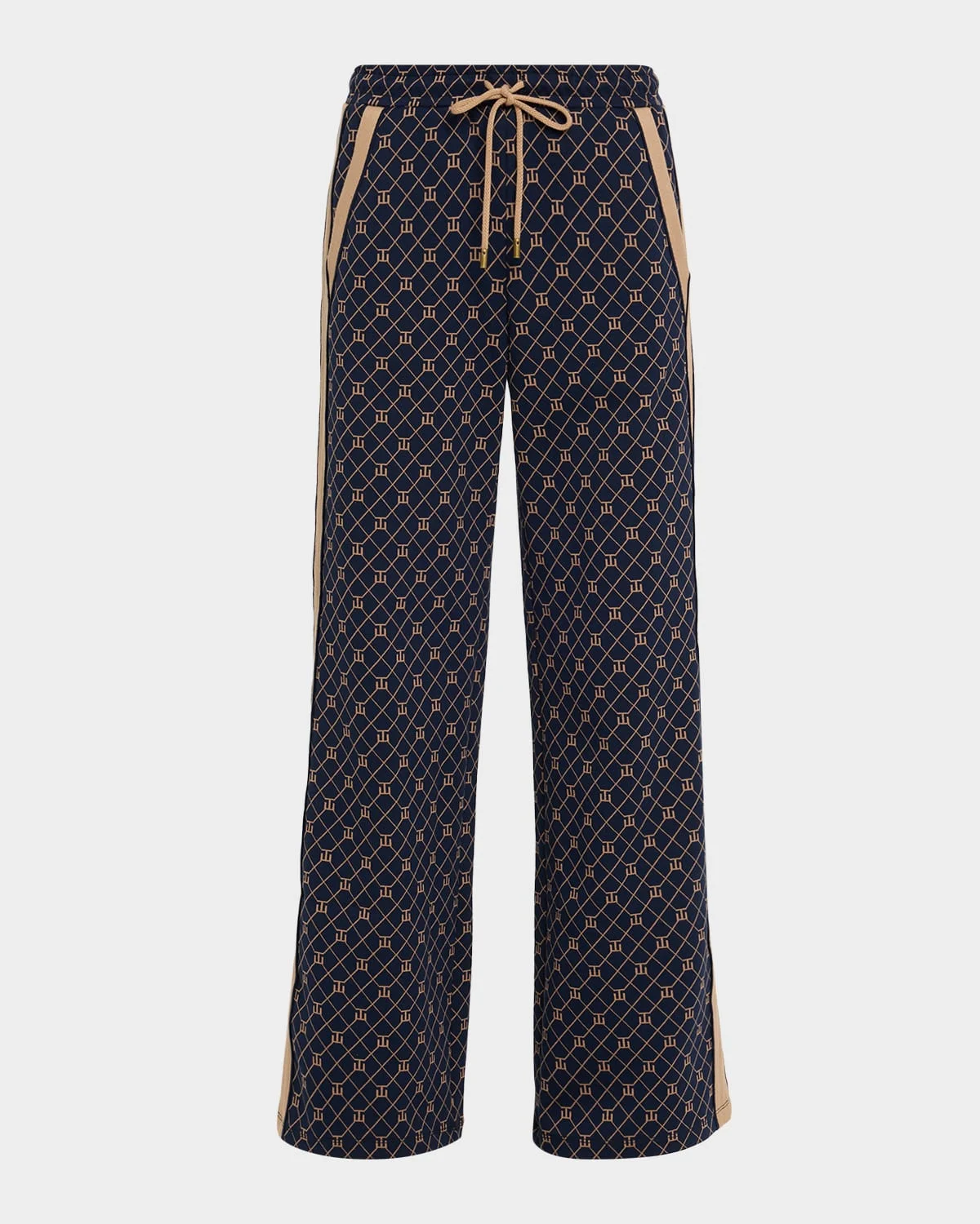 Ezra Nova Monogram Wide-Leg Drawstring Sweatpants - 1