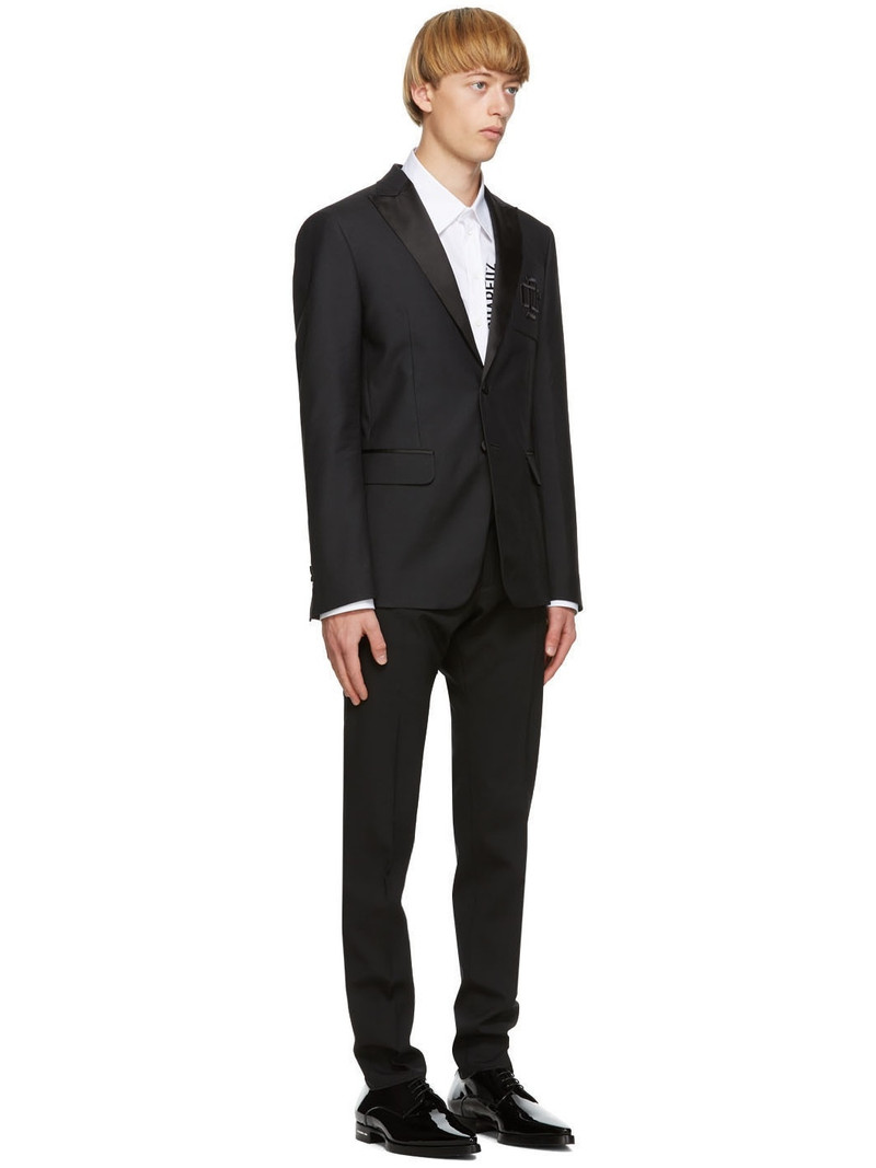 DSQUARED2 Black Wool & Silk Logo Blazer outlook