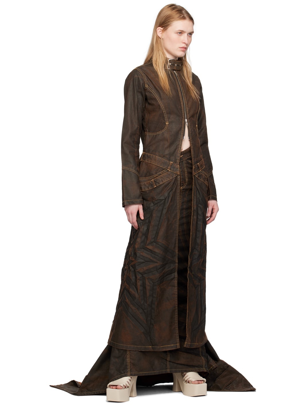 SSENSE Exclusive Brown Denim Maxi Skirt - 4