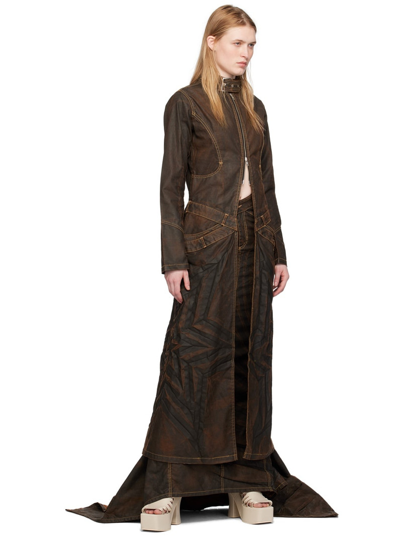 MASHA POPOVA SSENSE Exclusive Brown Denim Maxi Skirt outlook
