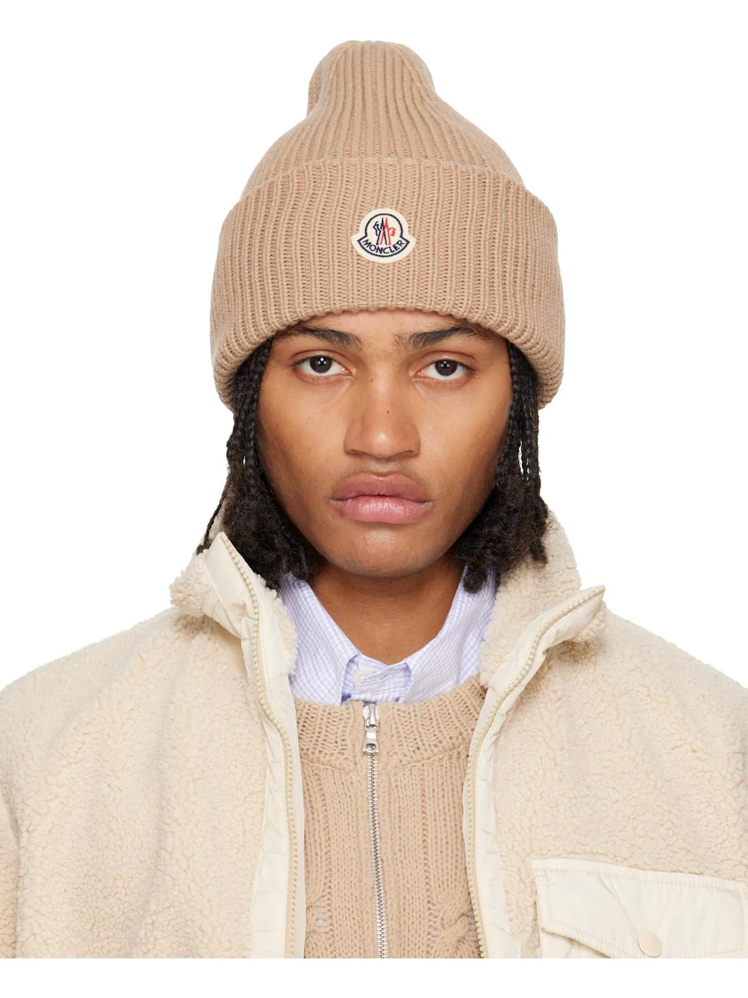 Beige Wool & Cashmere Beanie - 1