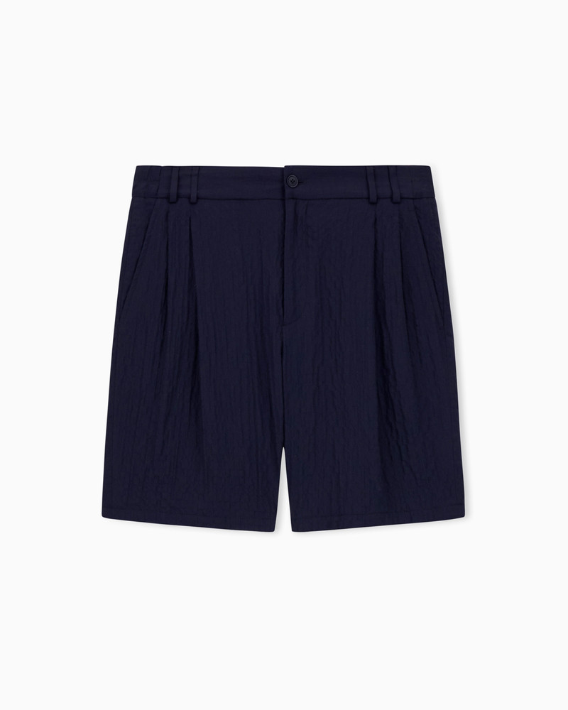DOUBLE-PLEAT BERMUDA SHORTS IN LYOCELL AND SILK FROISSÉ 1