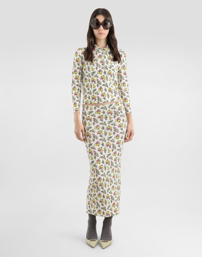 Dolce & Gabbana Small floral-print viscose polo shirt outlook