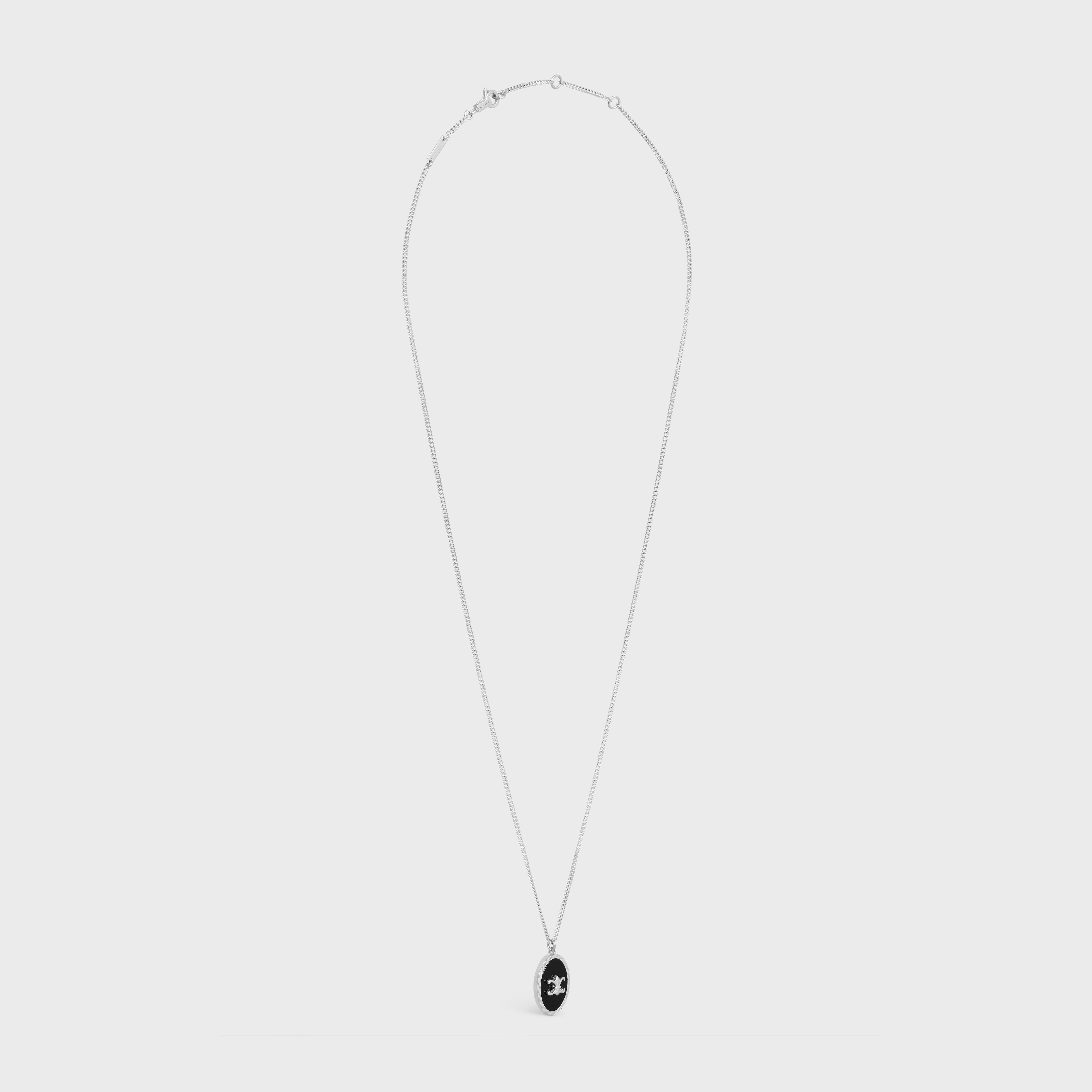 CELINE｜ (TRIOMPHE DE LYS MEDAL NECKLACE IN STERLING SIL CELINE Triomphe de Lys Medal Necklace IN Sterling Silver and