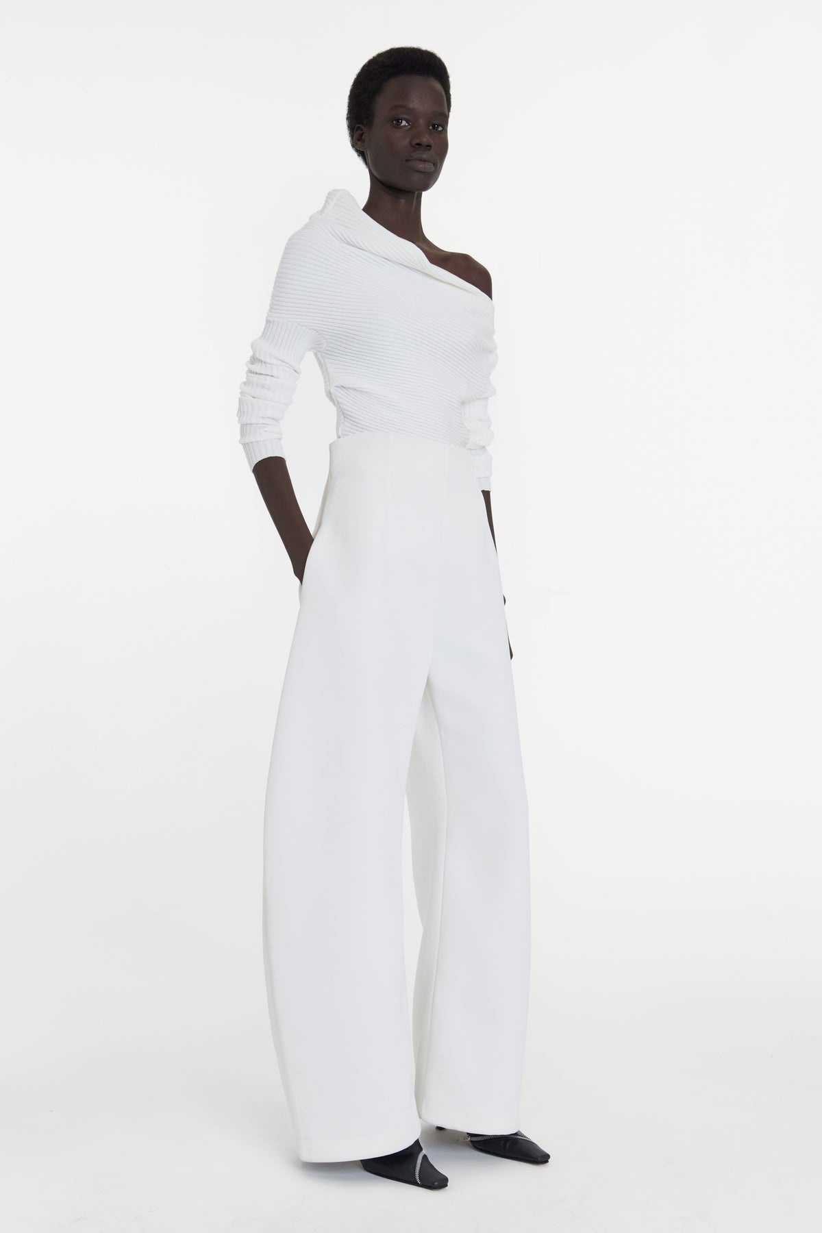 ROUNDED TAILORED TROUSERS WHITE - 3