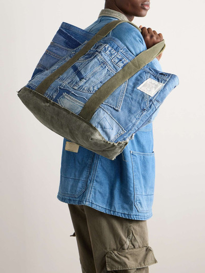 Greg Lauren Upcycled Canvas-Trimmed Patchwork Denim Tote Bag outlook
