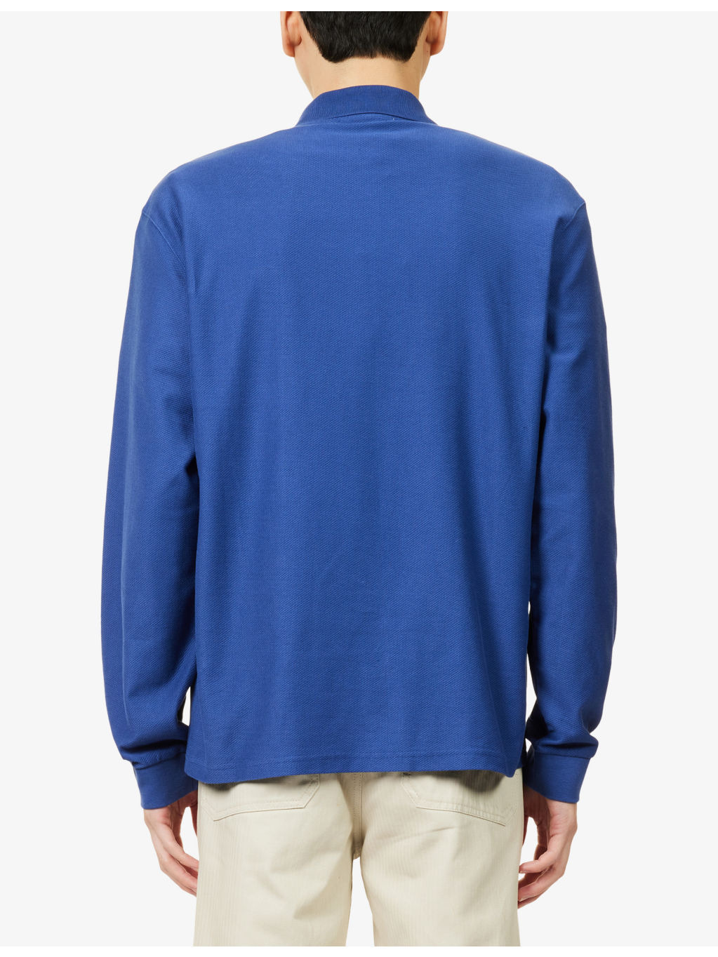Lace-Trim Long-Sleeve Cotton Polo Top - 4