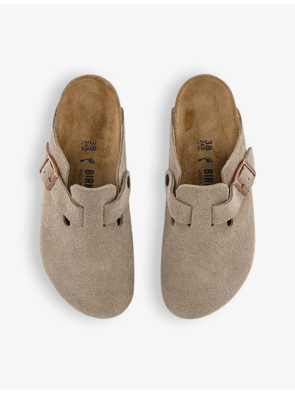 Boston logo-embossed suede clogs - 2
