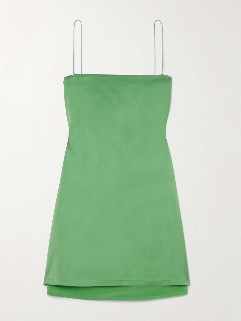 The Mia layered crepe de chine-trimmed satin mini dress - 1