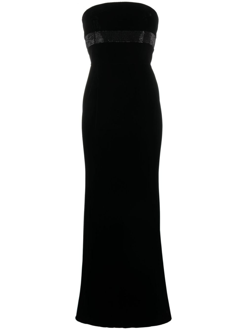 crystal-embellished velvet gown - 1