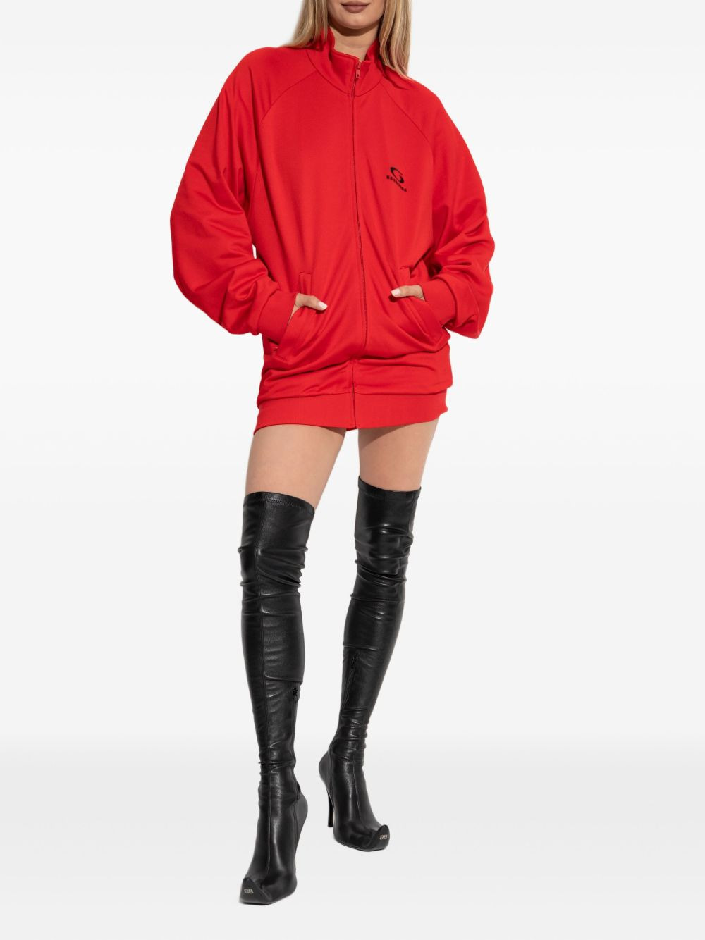logo-detail zip-up mini dress - 2
