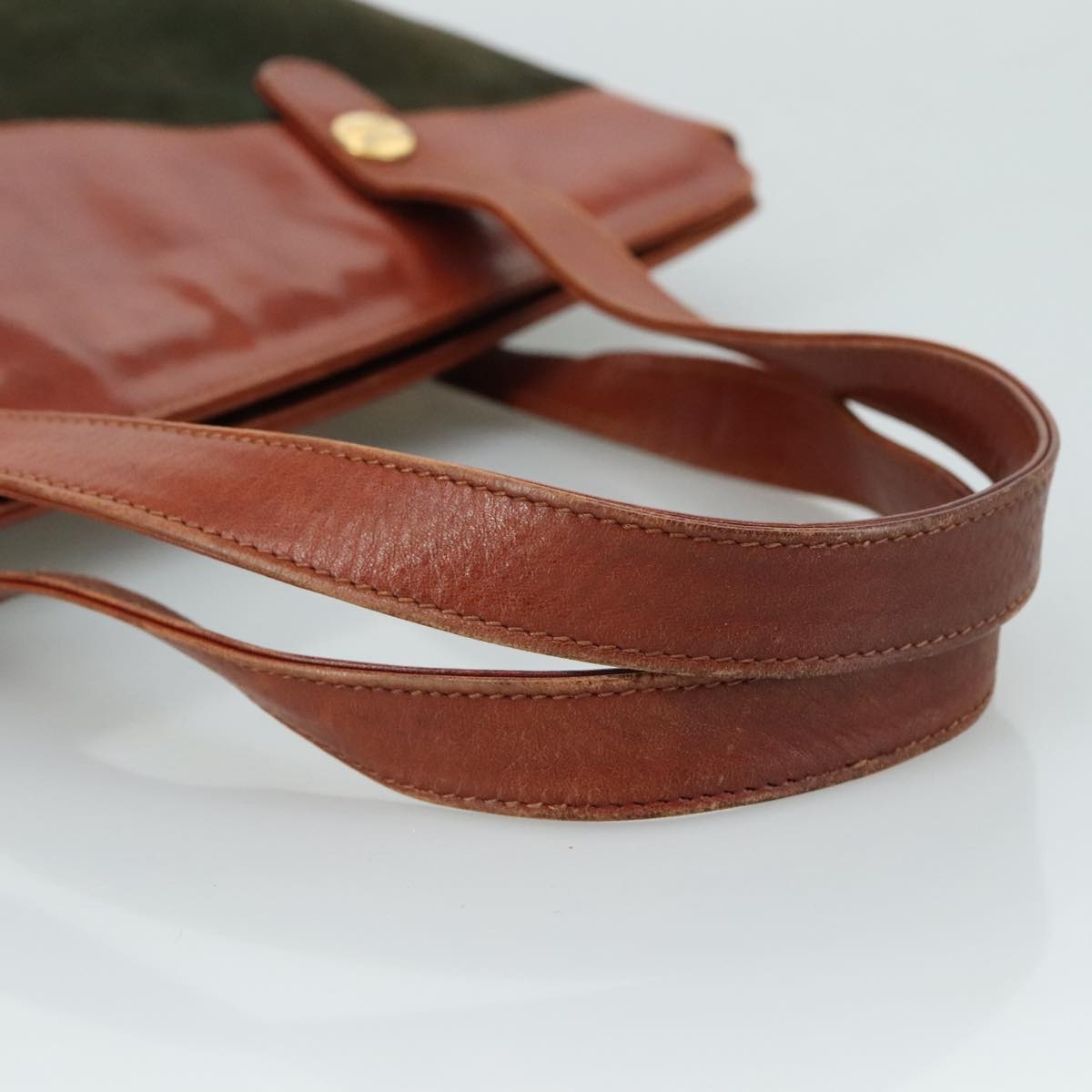 CELINE Tote Bag Suede Leather Khaki Brown Gold - 7