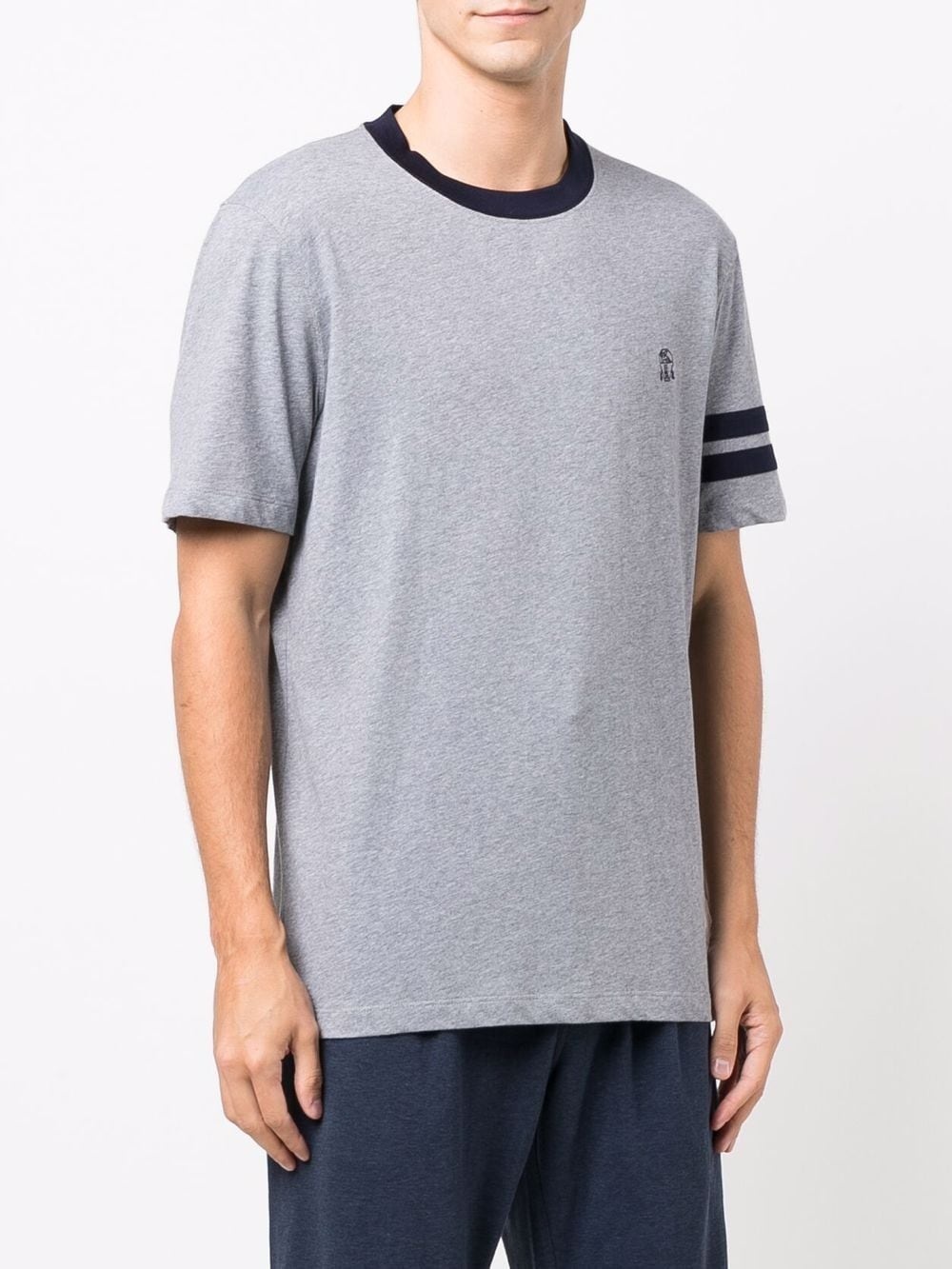 stripe-trim logo T-shirt - 3