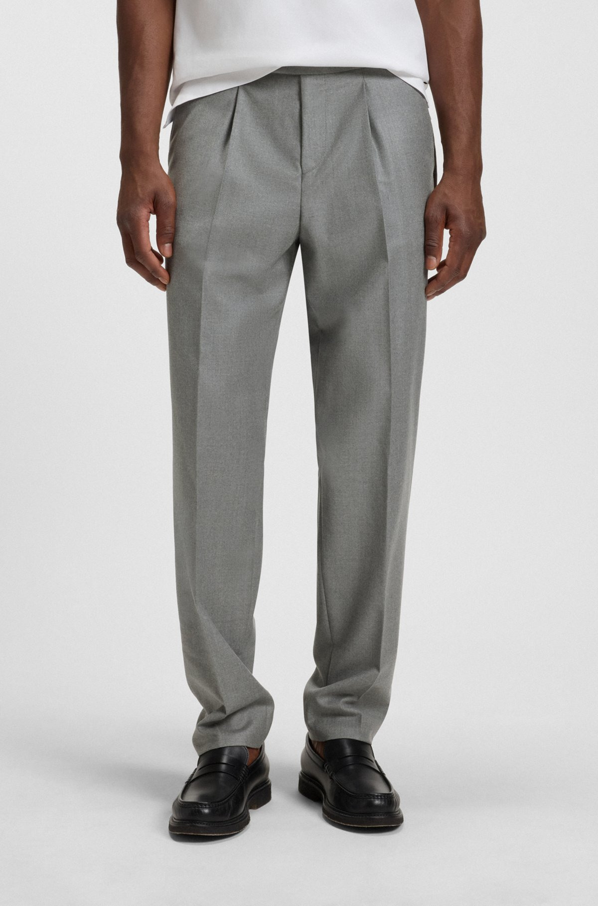 TAPERED-FIT TROUSERS IN MELANGE VIRGIN WOOL - 2