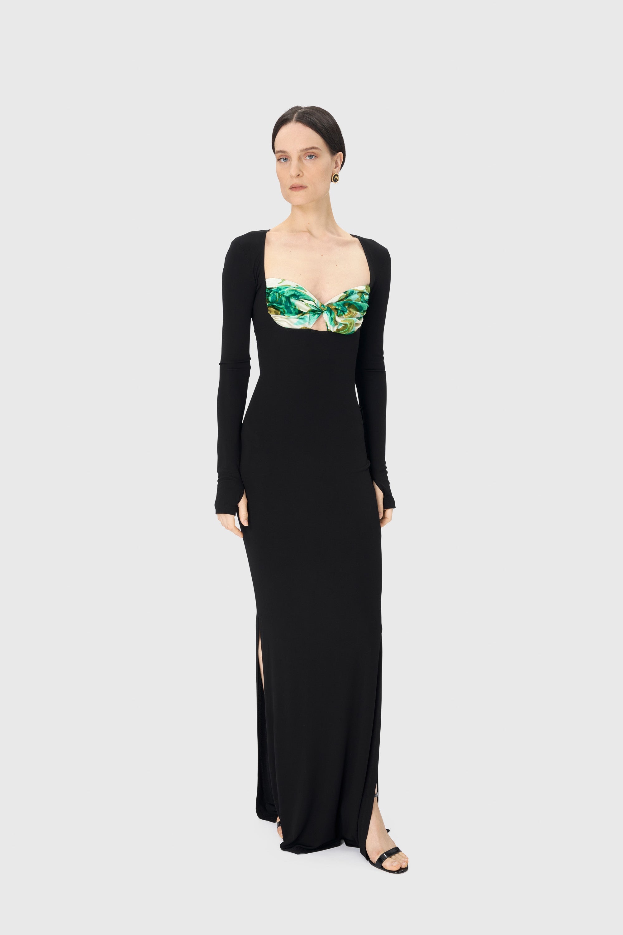 Regenerated Silk Scarves Long Fitted Dress - 2