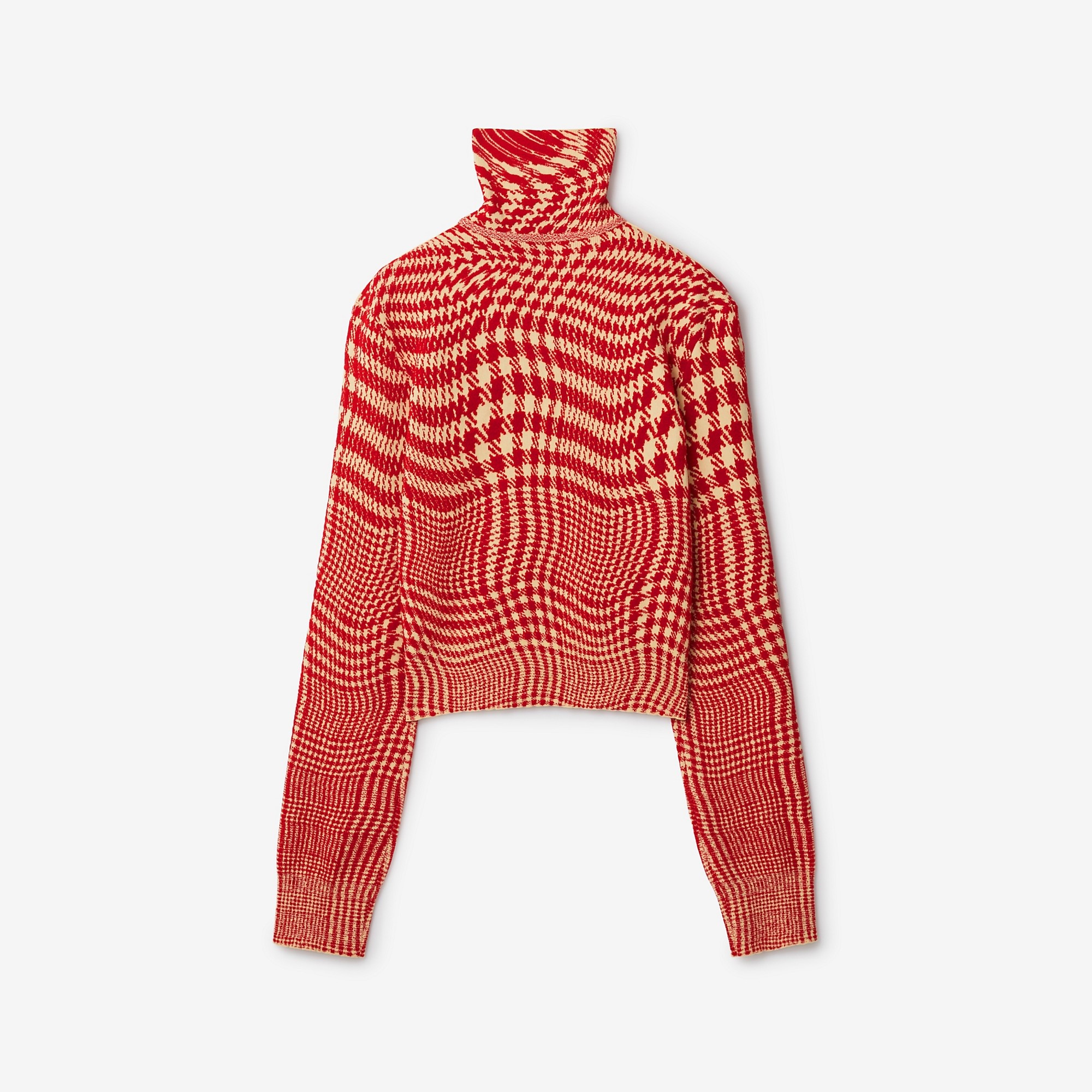 Warped Houndstooth Wool Blend Sweater - 5
