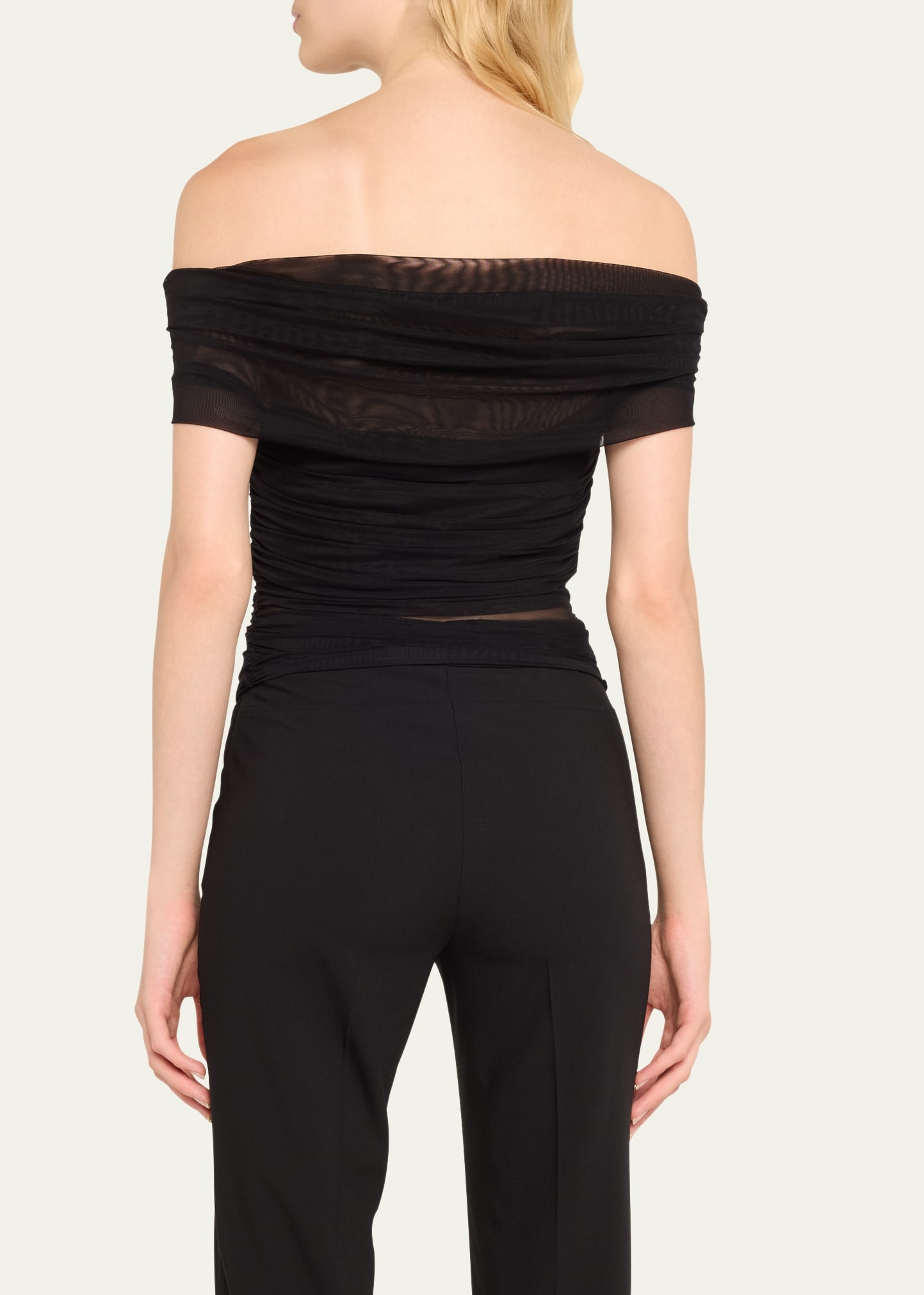 Isadola Ruched Mesh Crop Top - 3