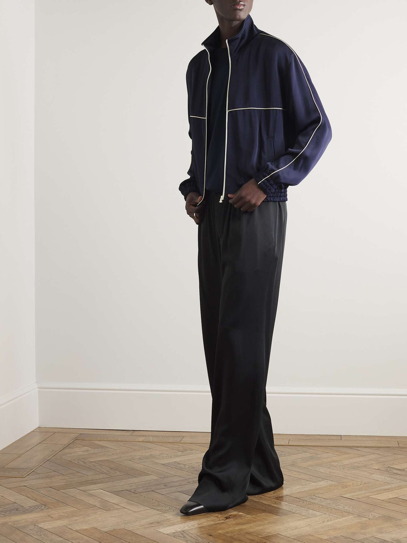 SAINT LAURENT Teddy Piped Satin-Jersey Track Jacket outlook