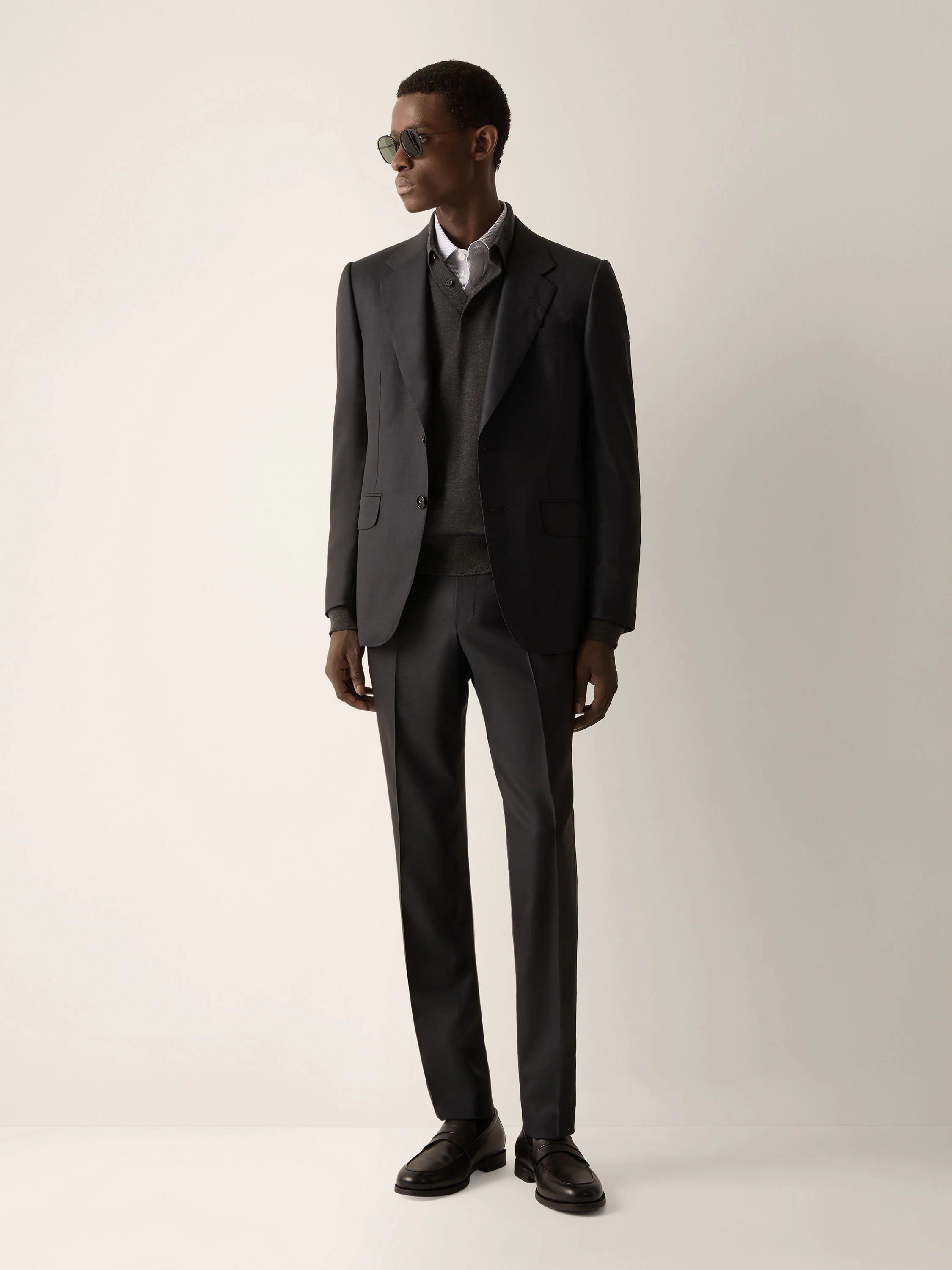 DARK GREY TROFEO 120MILA WOOL SUIT - 1