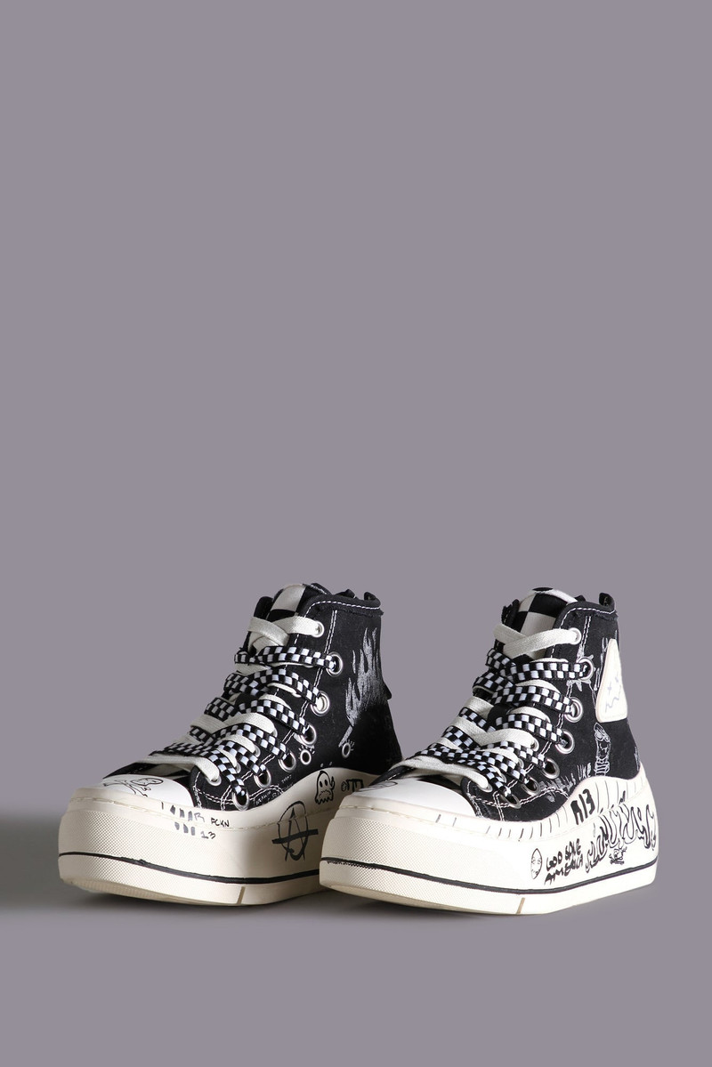 Kurt High Top Sneaker - Black Graffiti | R13 Denim Official Site 1