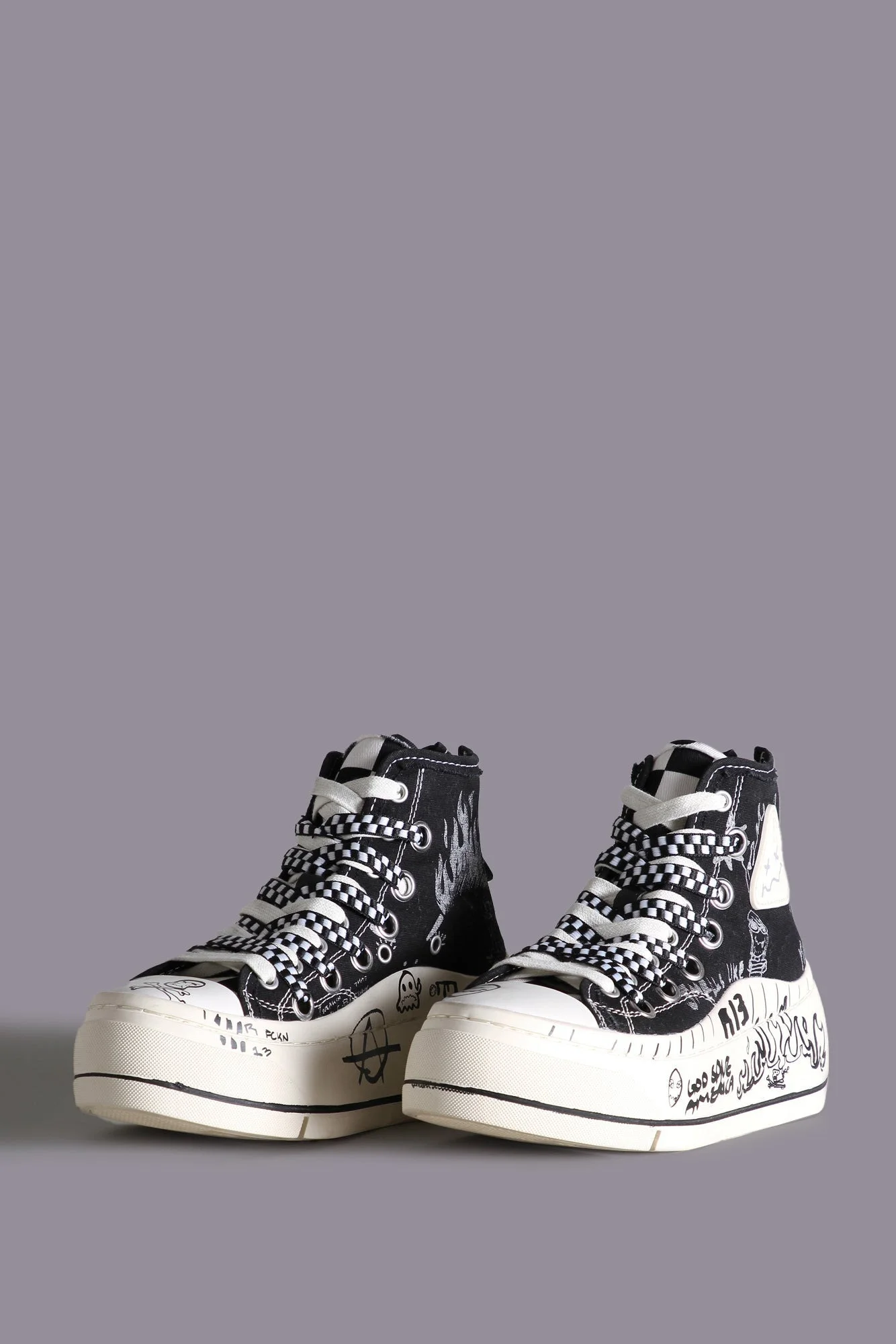 Kurt High Top Sneaker - Black Graffiti | R13 Denim Official Site - 1