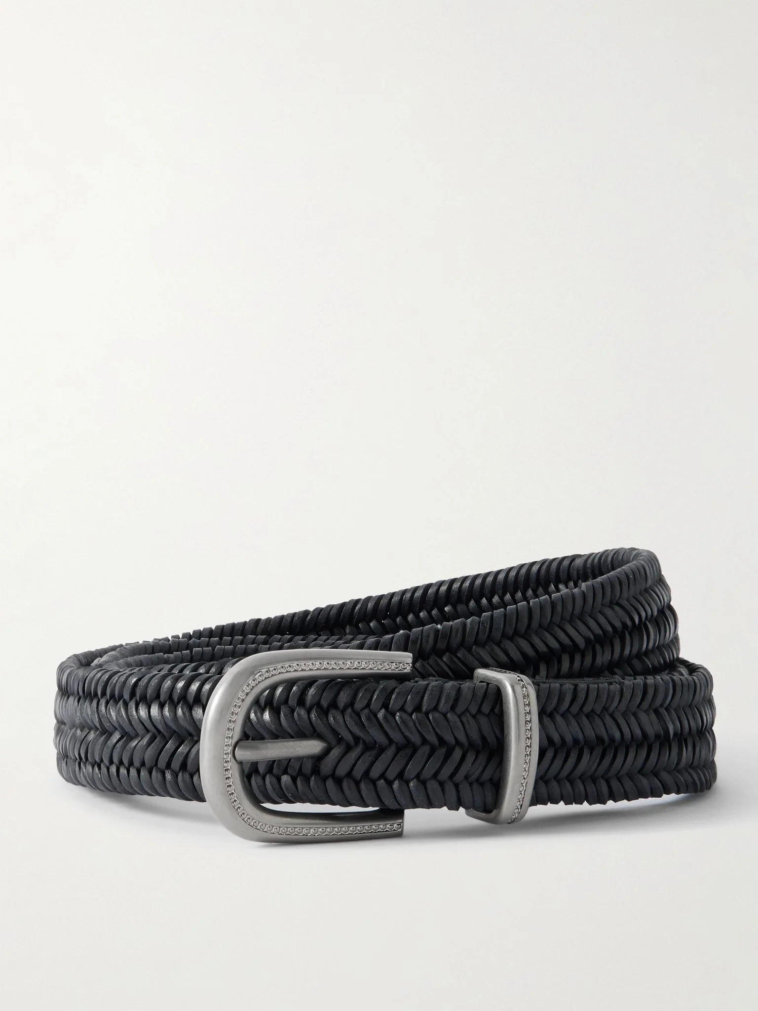 Woven leather belt Black - 1