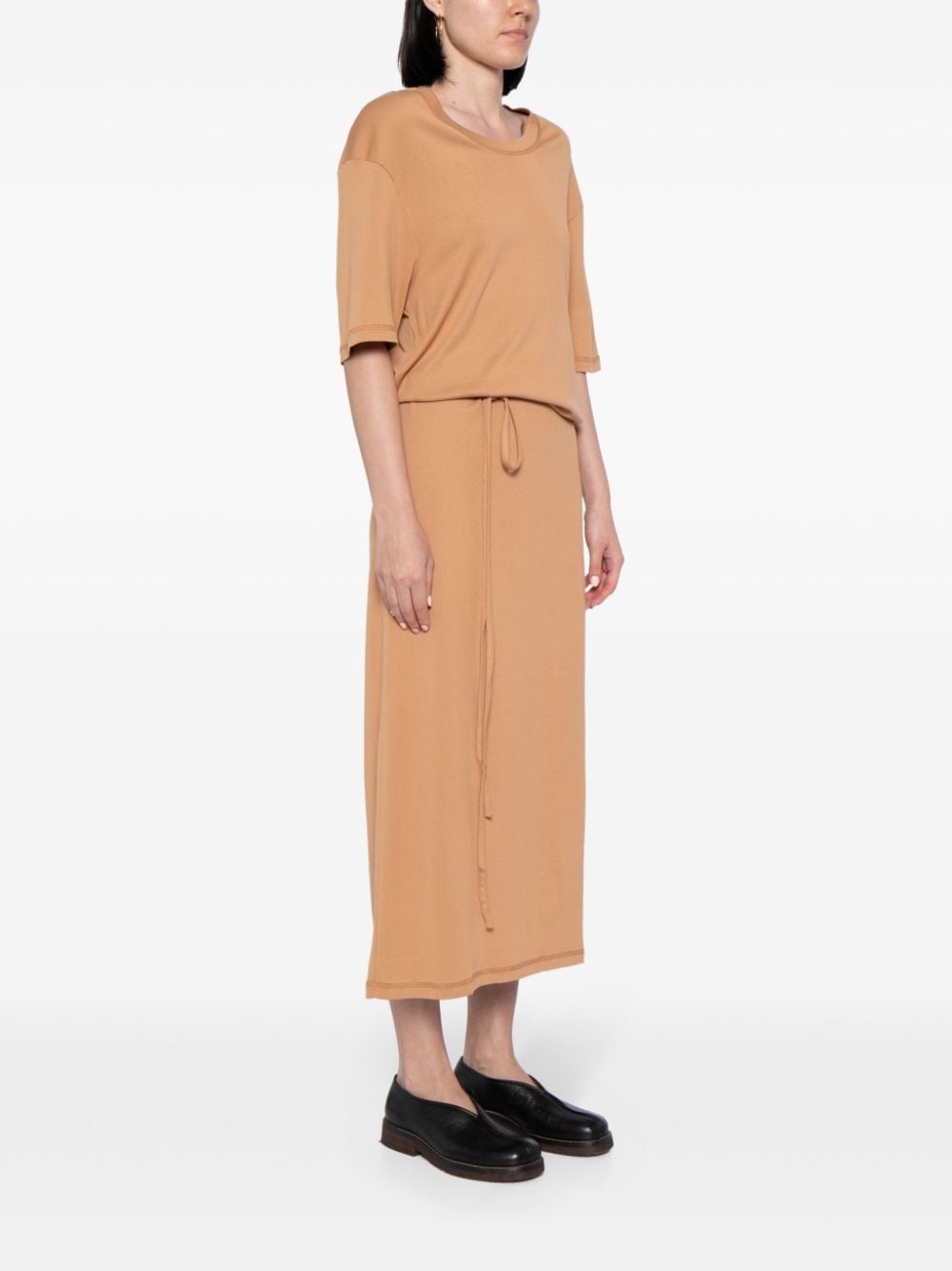belted rib T-shirt dress - 3