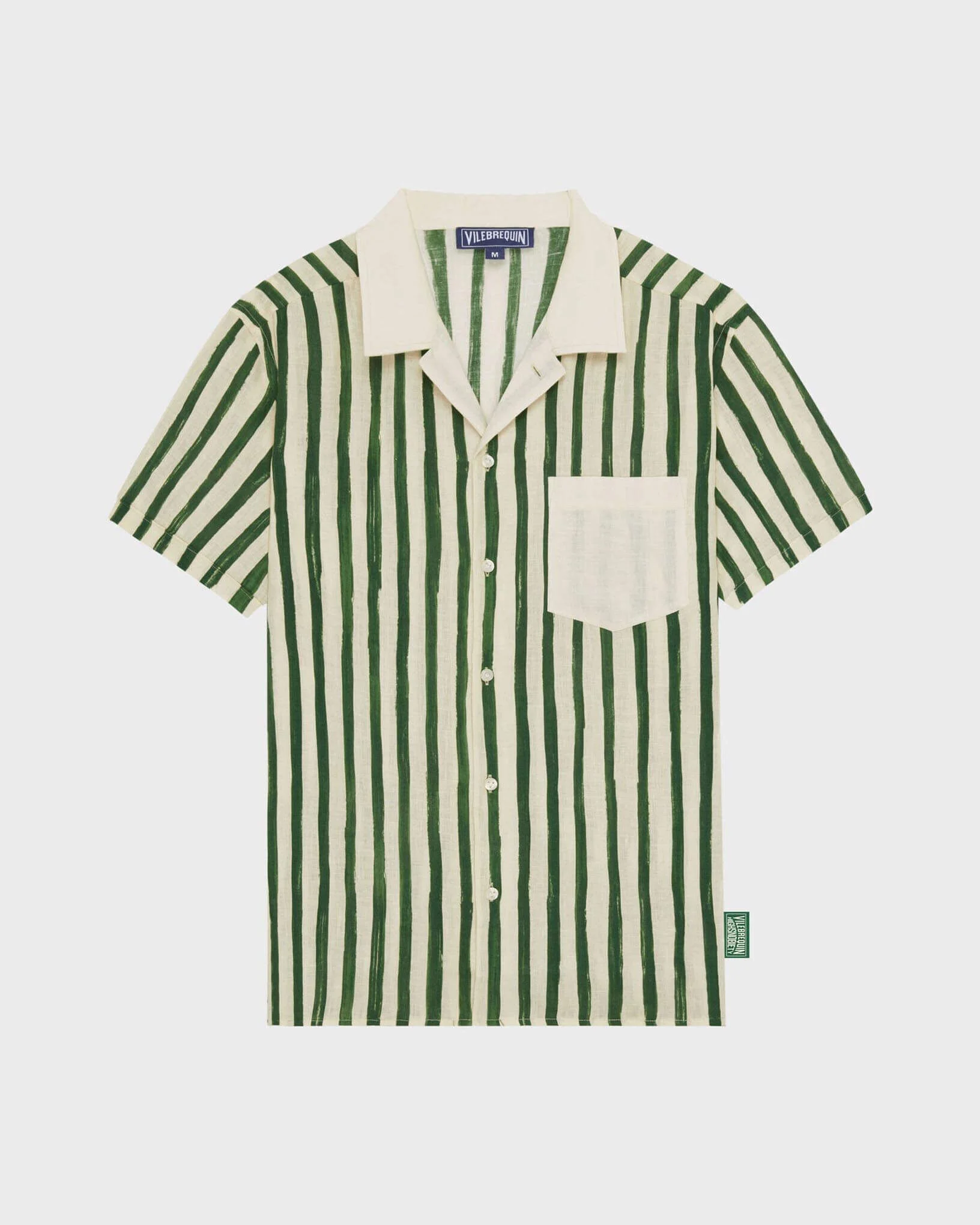 Men Linen Bowling Shirt HS Stripes - Vilebrequin x Highsnobiety - 1
