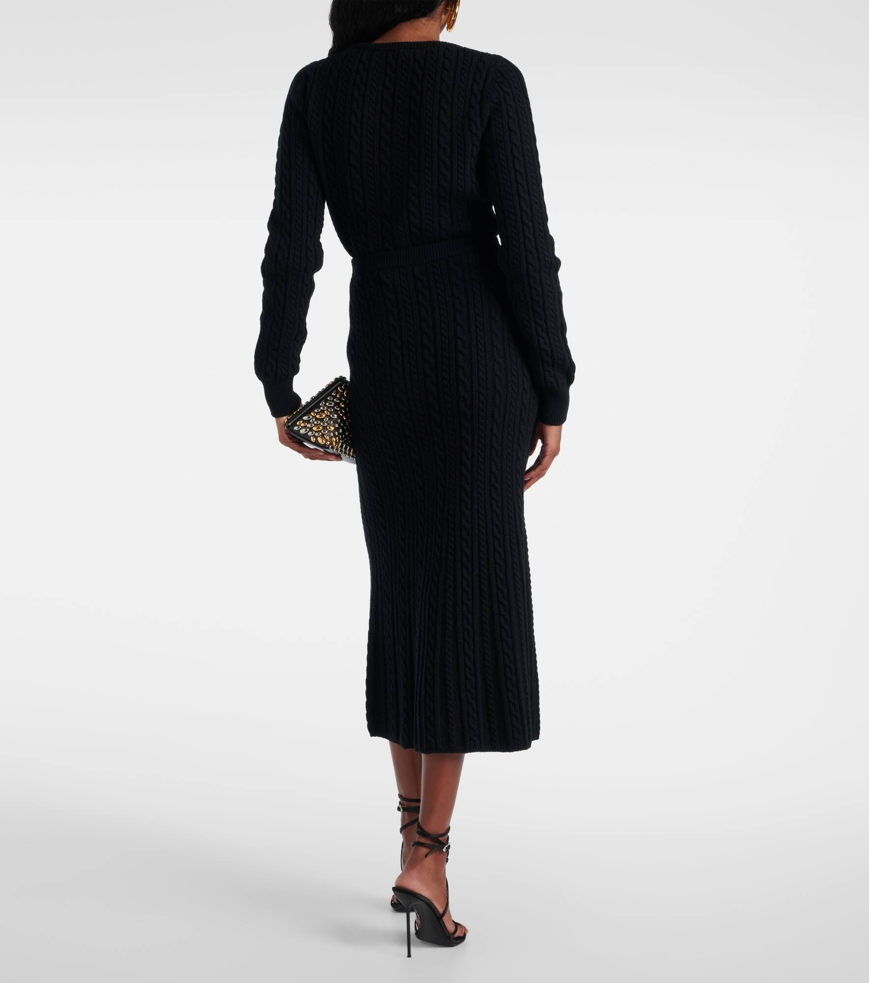 Cable-knit wool midi skirt - 3