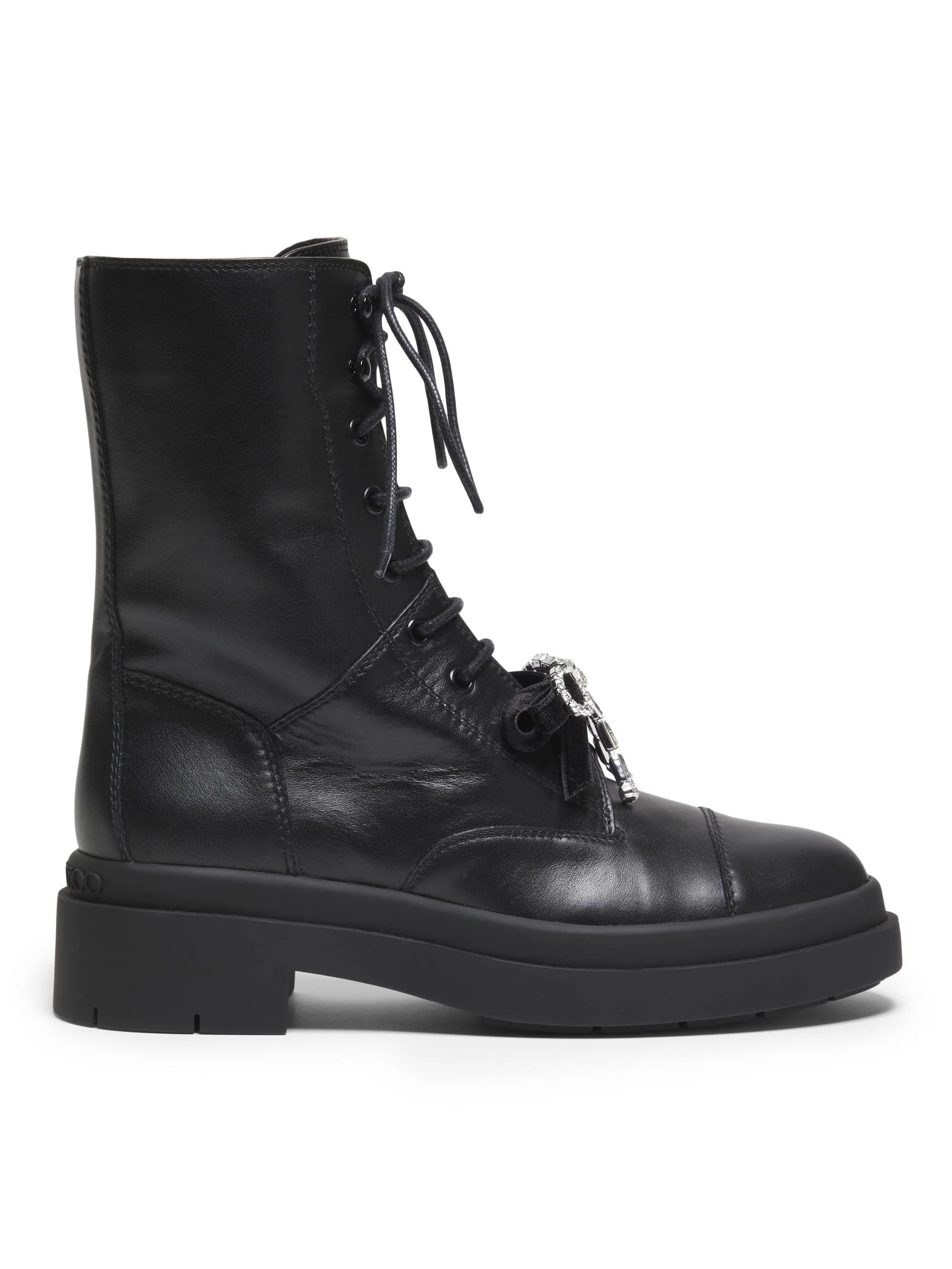 Women's Averi Crystal-Bow Leather Boots - Black Crystal - 1