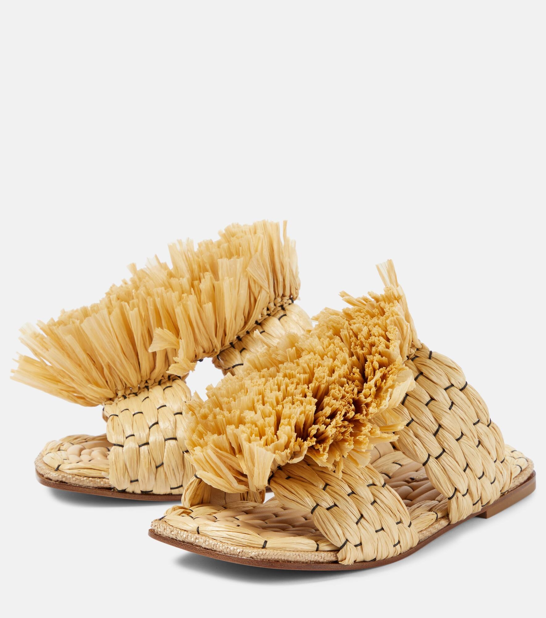 Raffia espadrille slides - 5