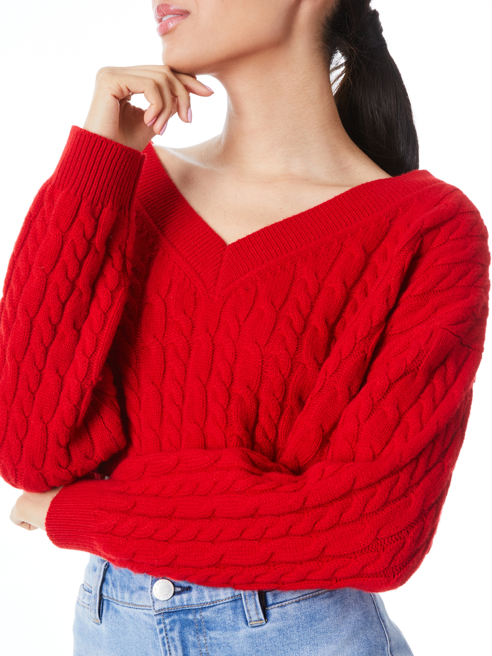 AYDEN CROPPED V-NECK PULLOVER - 5
