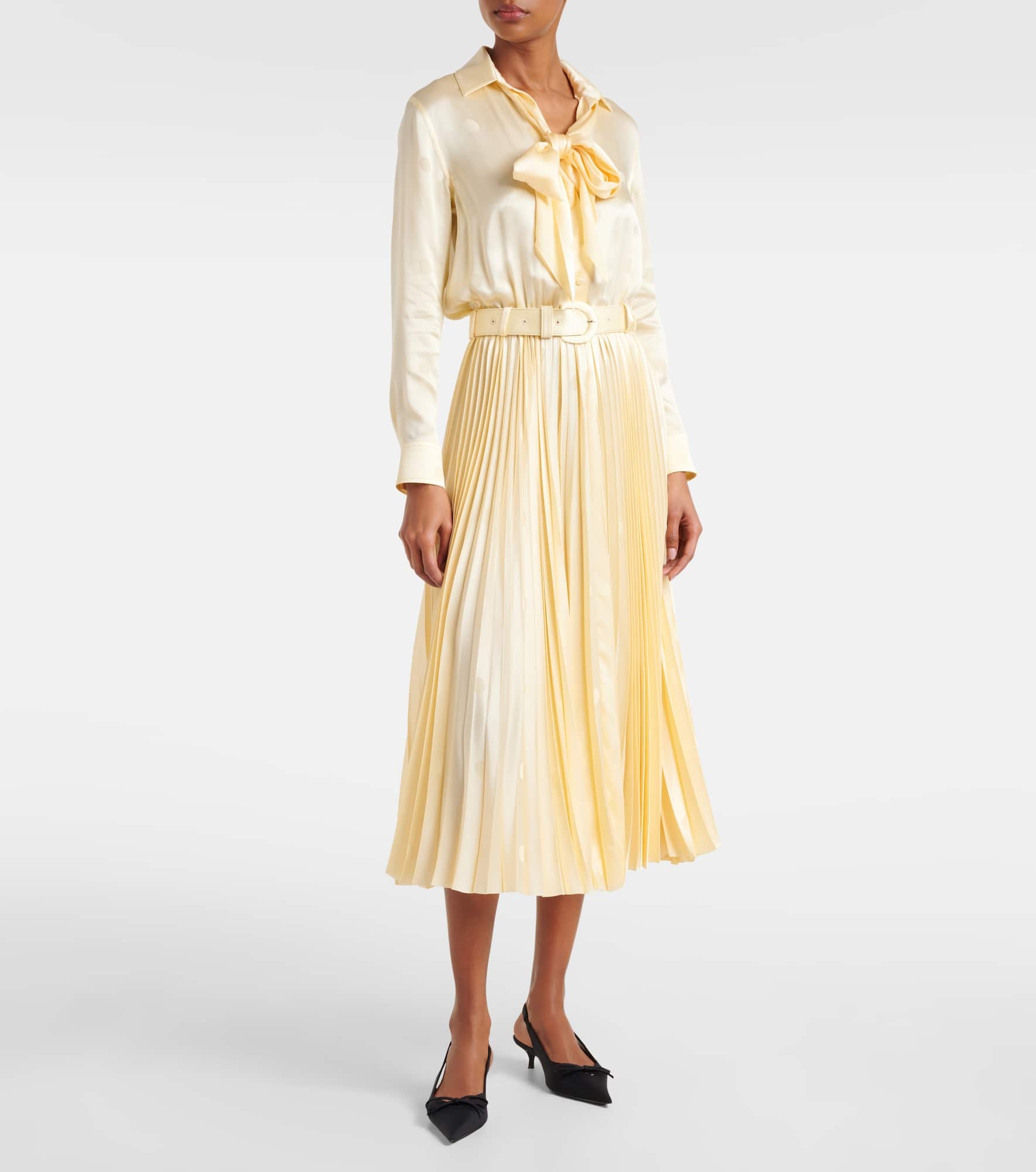 Bow-detail lace-up silk midi dress - 2