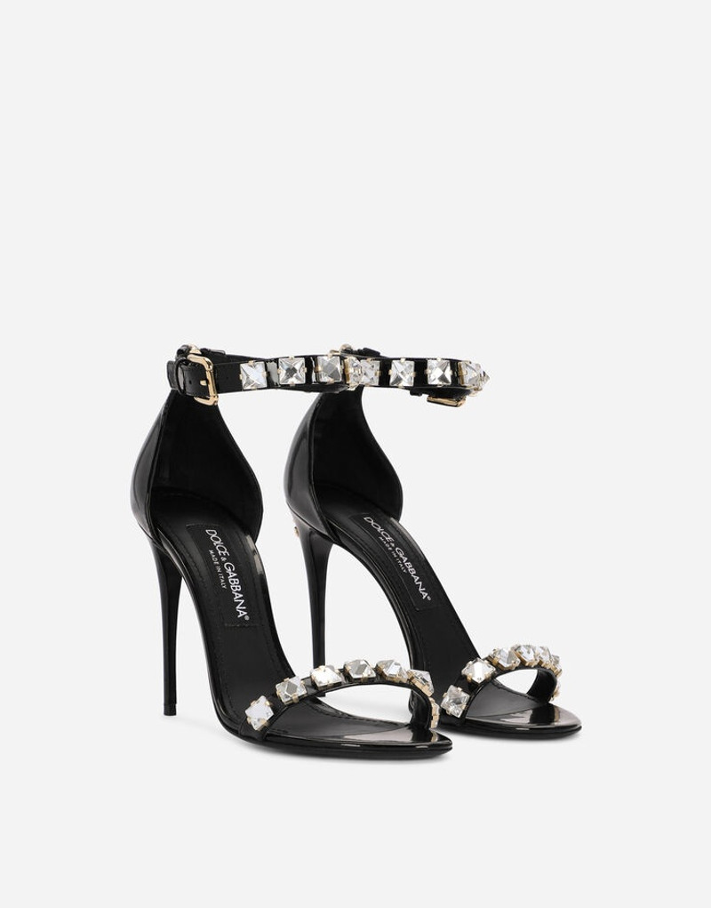 Polished calfskin sandals with rhinestones 2