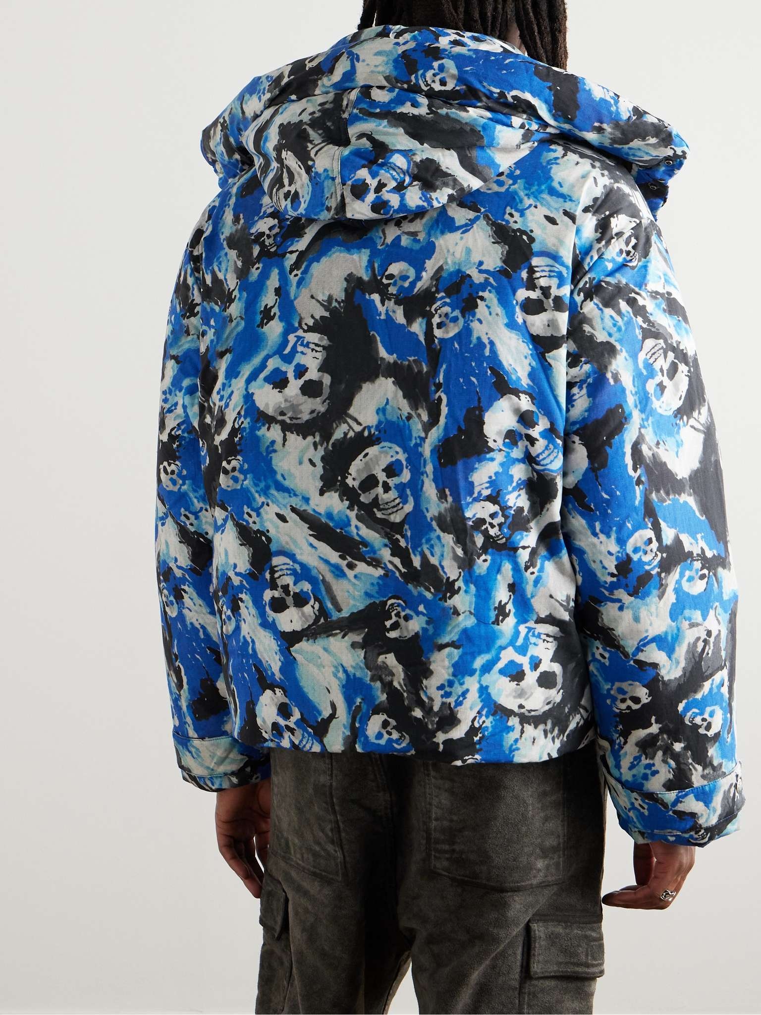 Skull Printed Padded Cotton-Twill Hooded Jacket - 4