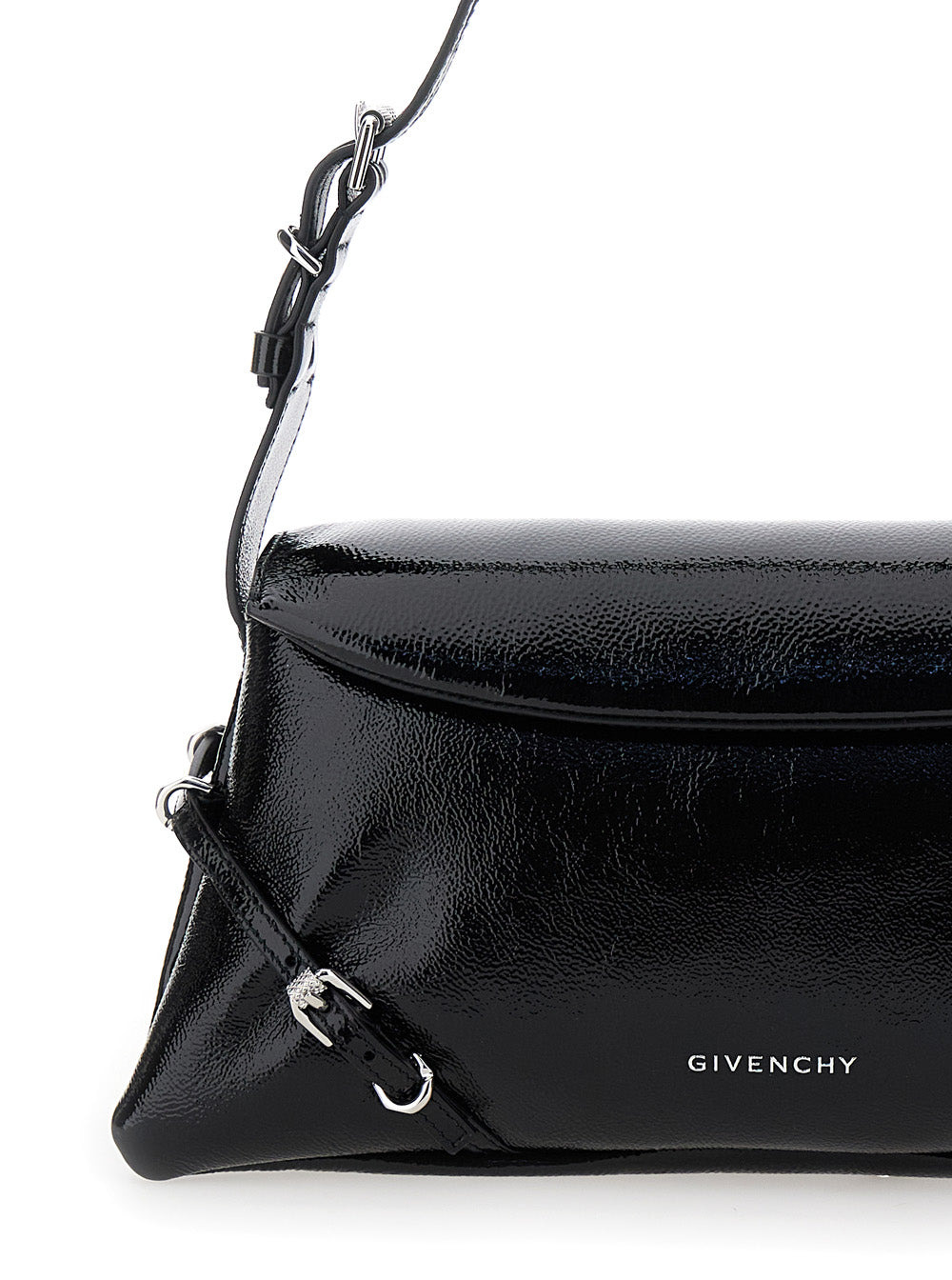 Givenchy Women 'Ptit Voyou' Black Shoulder Bag With Logo Lettering On The Front And Adjustable Shoul - 5