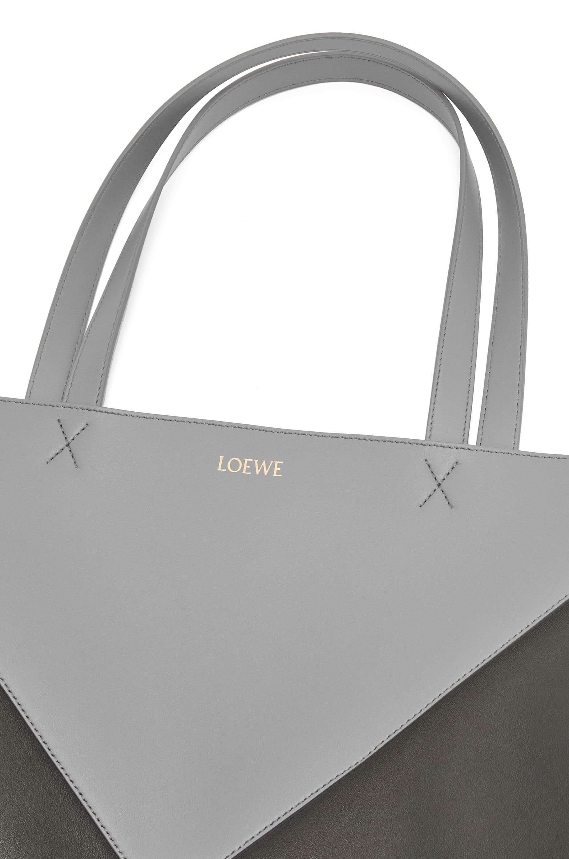 Large Puzzle Fold Tote in shiny calfskin 9