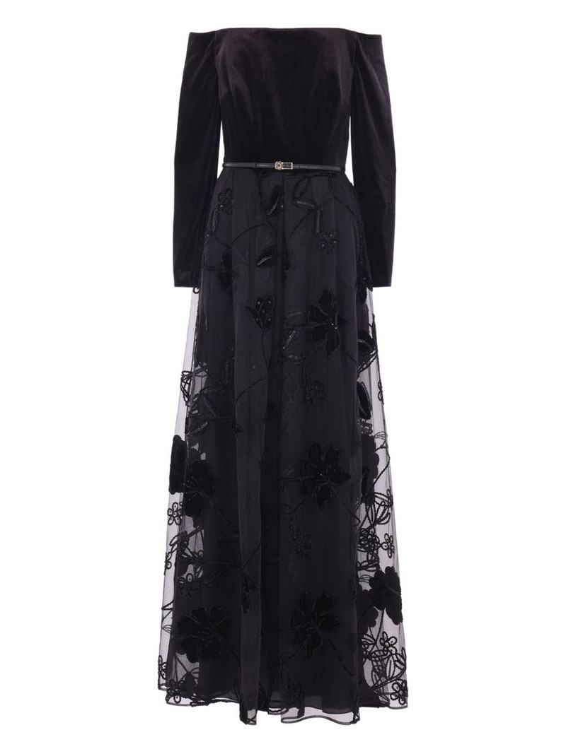 velvet floral-embroidered tulle dress 1