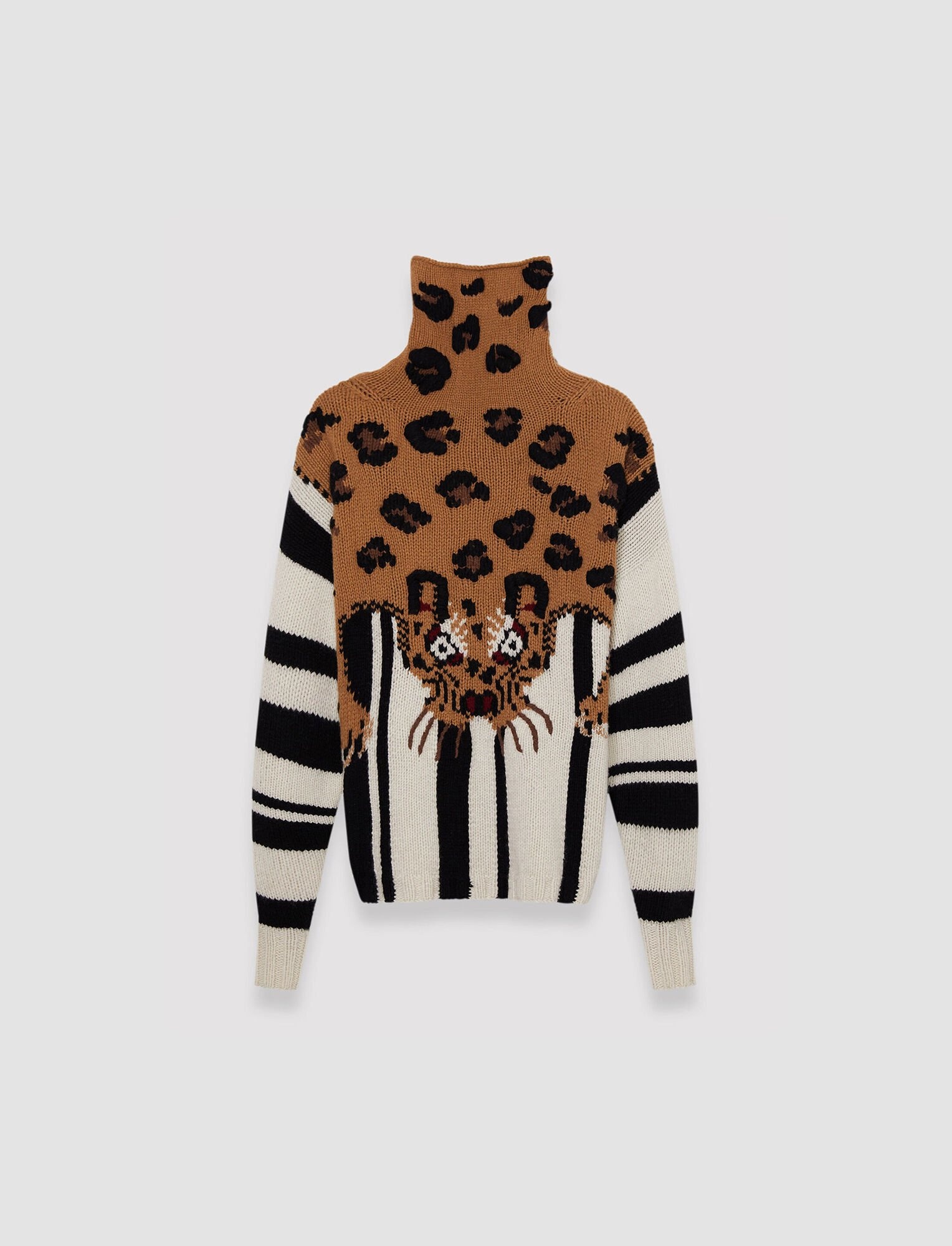 Leopard Knit High Neck Jumper - 1