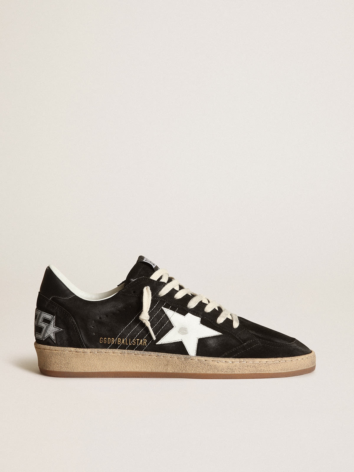 Men's Ball Star in black suede with white leather star - 1