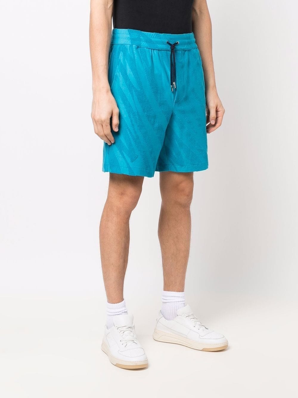 striped drawstring track shorts - 3