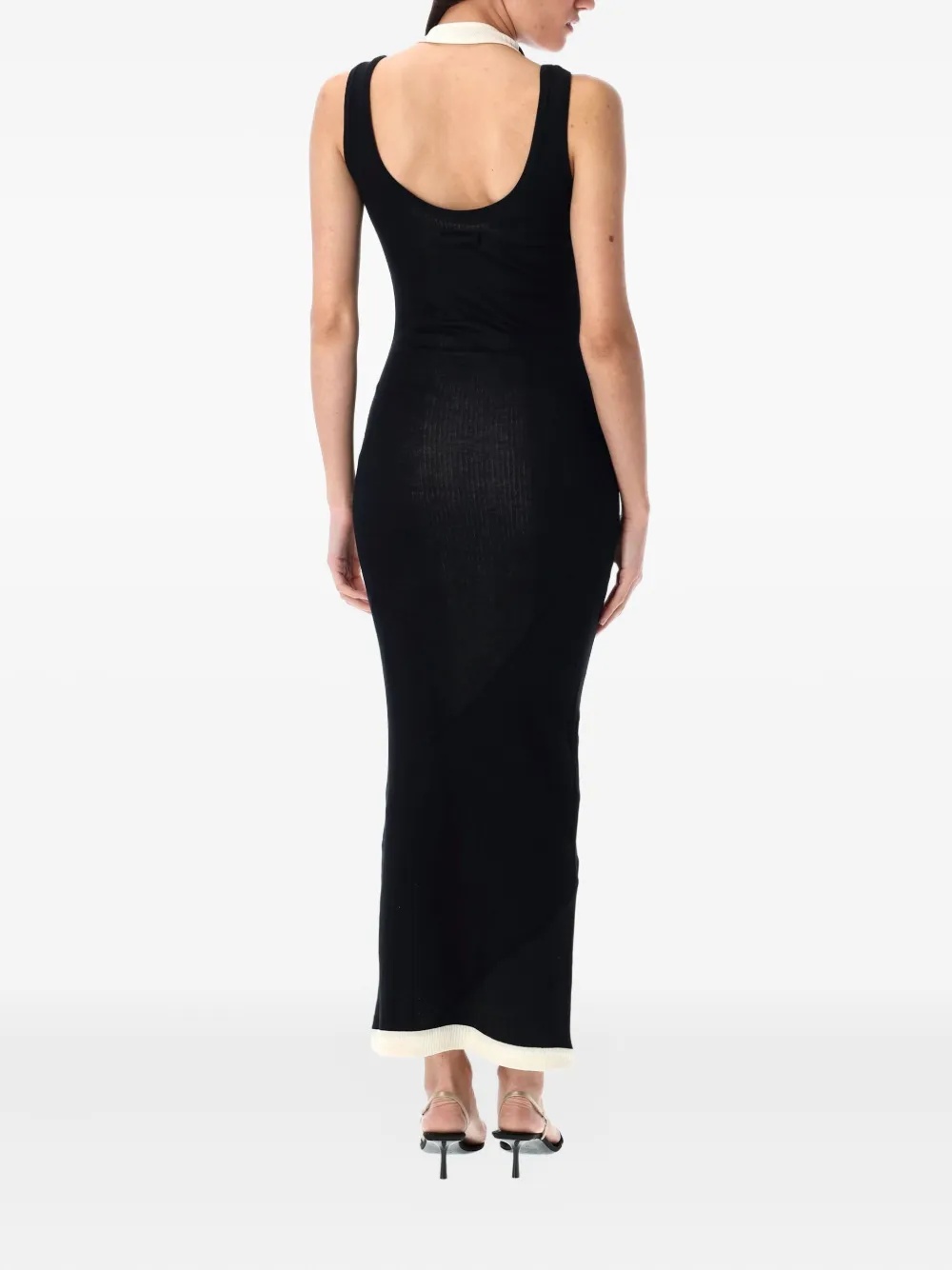 JEAN PAUL GAULTIER - Women Ribbed Twisted Double Layer Cotton Sleeveless Dress - 2