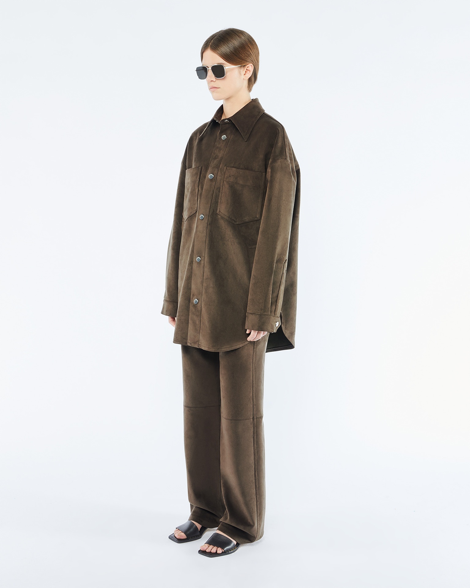 MARTIN - Alt-suede overshirt - Coffee bean - 3