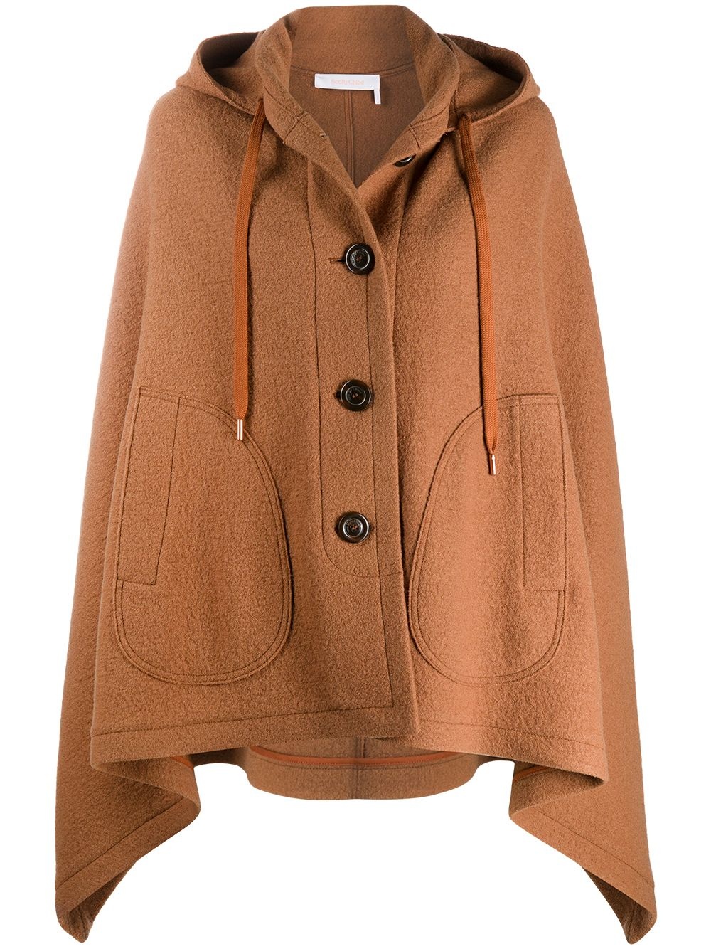 hooded wool cape coat - 1