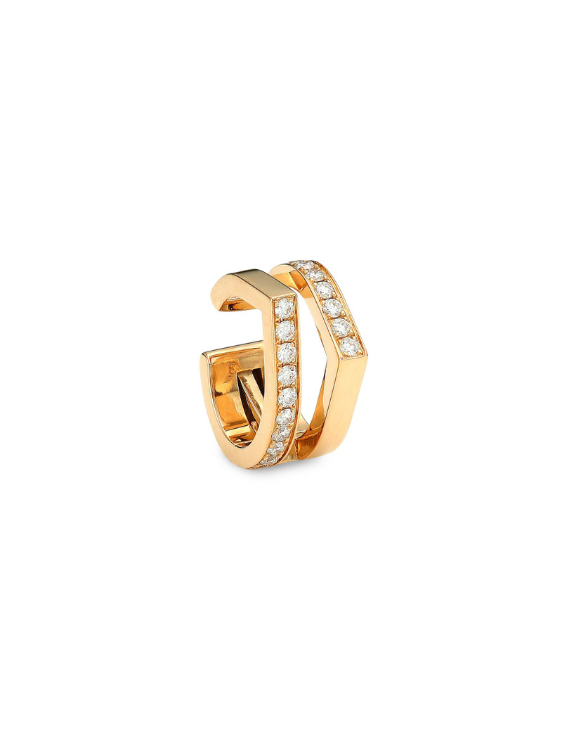 Women's Antifer 18K Rose Gold & Diamond 2-Row Single Ear Cuff 1