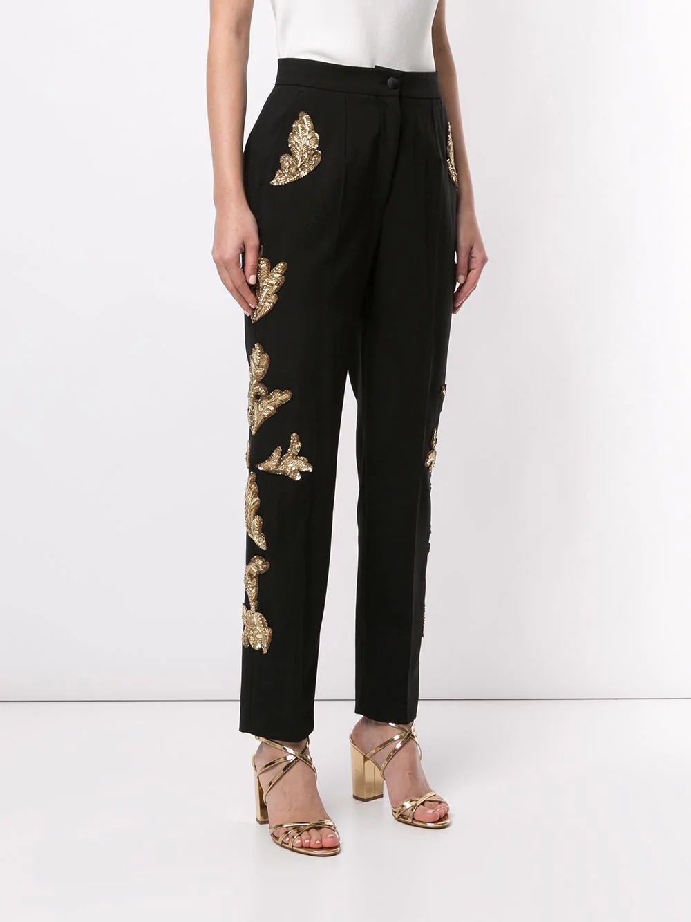 sequin-embellished high-waisted trousers - 3