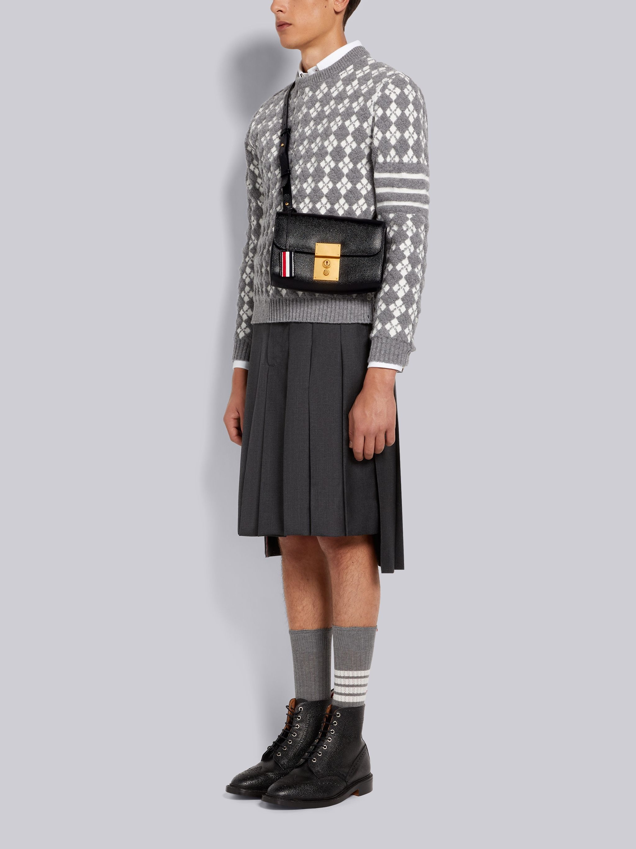 Black Pebble Grain Leather Mr. Thom Belt Bag - 6