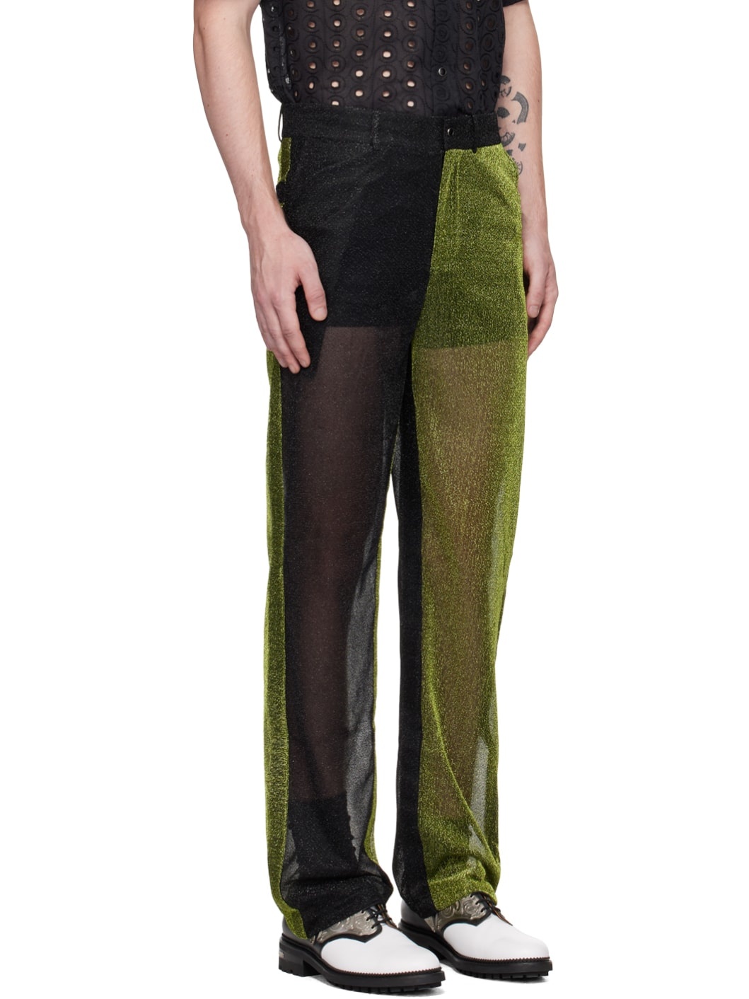 Black & Green Sparkly Trousers - 2