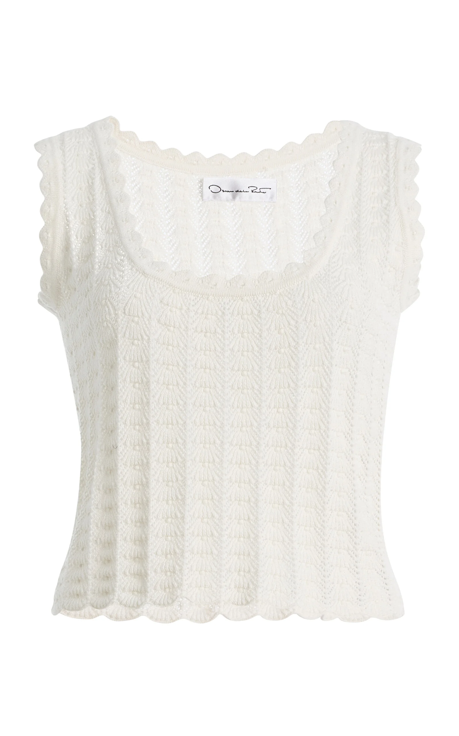 Pointelle-Knit Cotton-Silk Tank Top ivory - 1