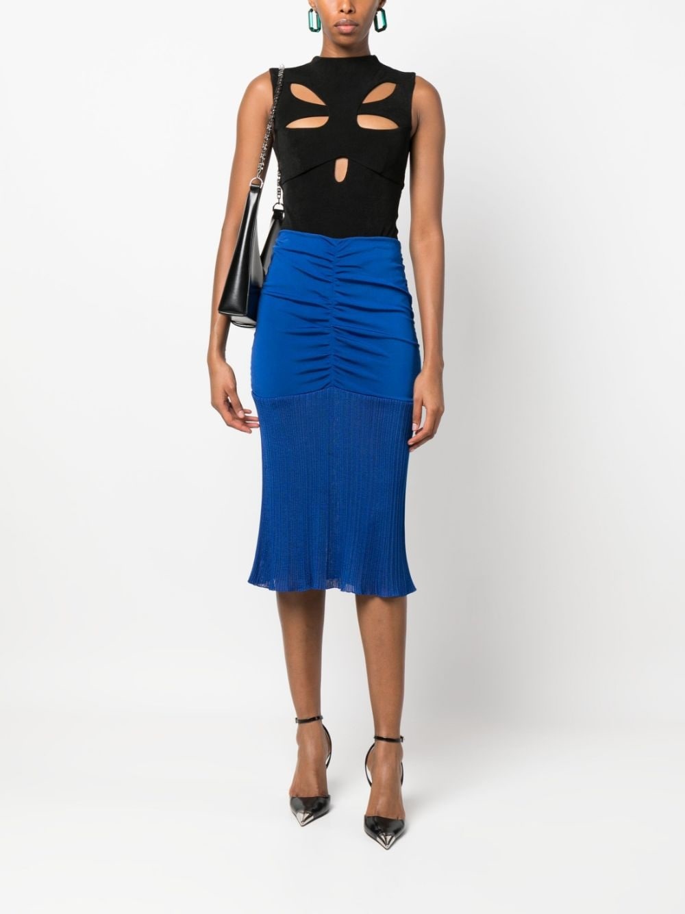 high-waisted ruched midi skirt - 2